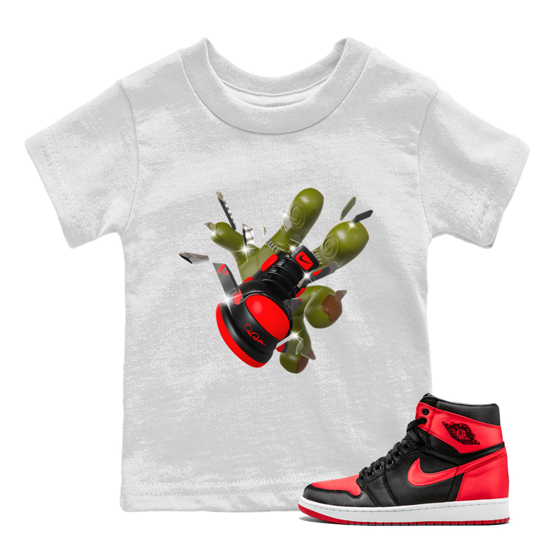 Air Jordan 1 Satin Bred shirt to match jordans Got Em Zombie Hand sneaker tees halloween dress AJ1 Satin Bred Drip Gear Zone Baby Toddler White 1 T-Shirt