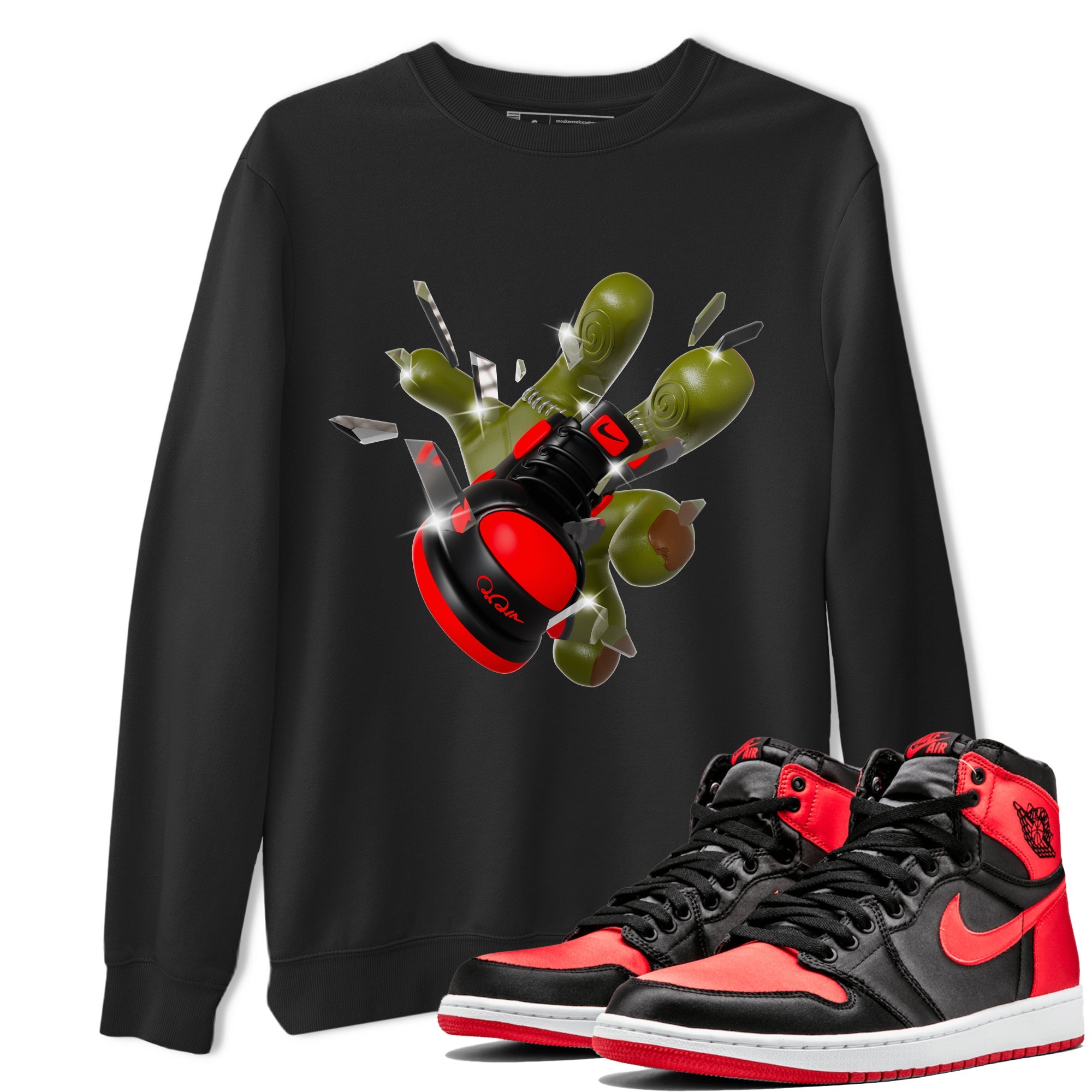 Air Jordan 1 Satin Bred shirt to match jordans Got Em Zombie Hand sneaker tees halloween dress AJ1 Satin Bred Drip Gear Zone Unisex Black 1 T-Shirt