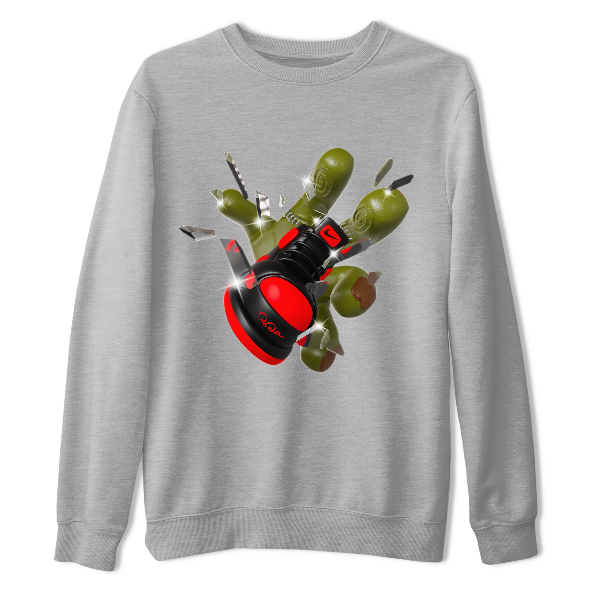 Air Jordan 1 Satin Bred shirt to match jordans Got Em Zombie Hand sneaker tees halloween dress AJ1 Satin Bred Drip Gear Zone Unisex Heather Grey 2 T-Shirt