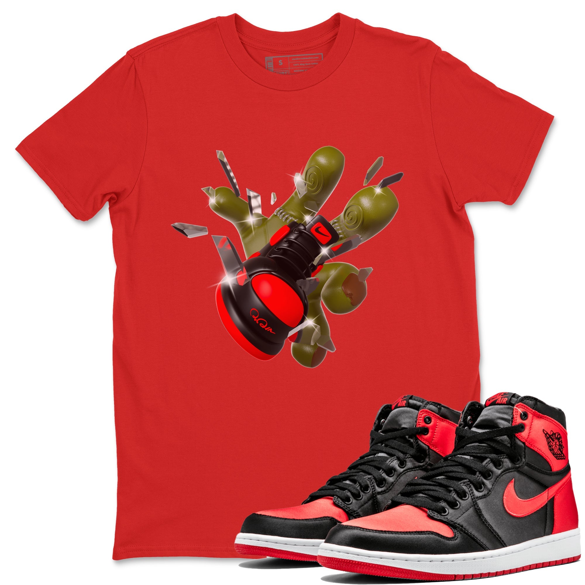 Air Jordan 1 Satin Bred shirt to match jordans Got Em Zombie Hand sneaker tees halloween dress AJ1 Satin Bred Drip Gear Zone Unisex Red 1 T-Shirt