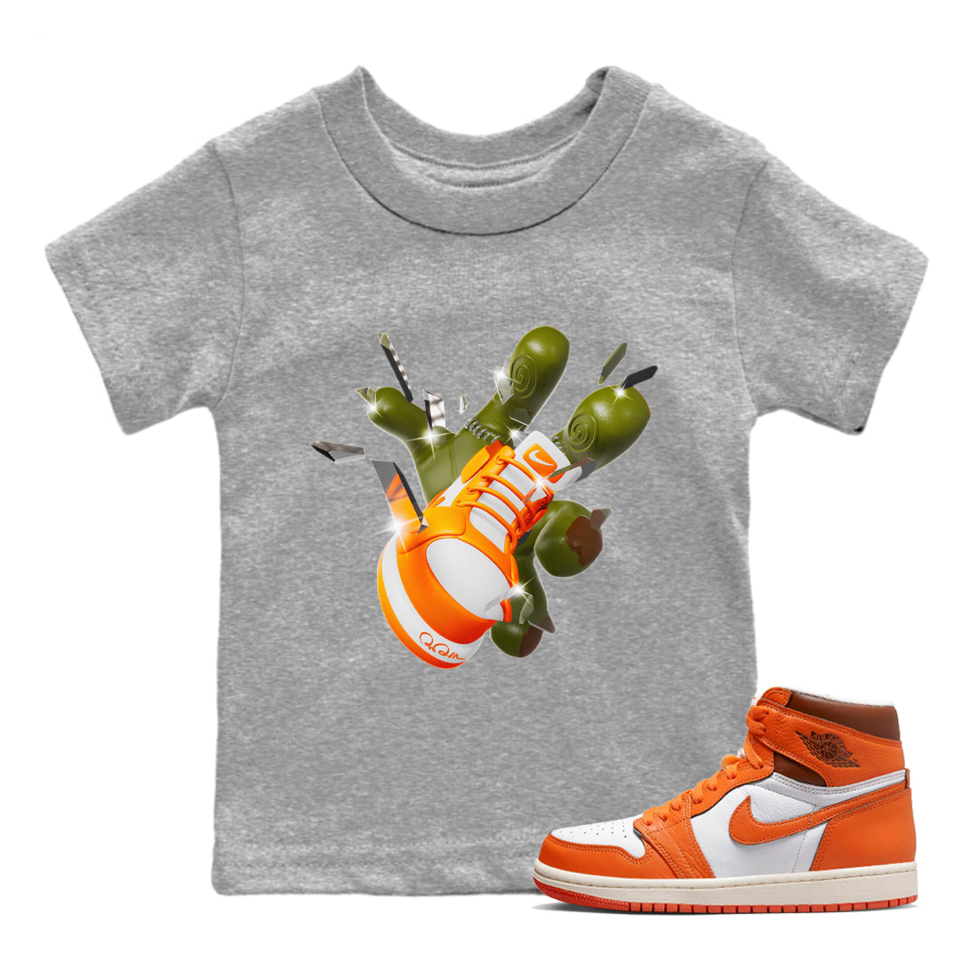 Air Jordan 1 Starfish shirt to match jordans Got Em Zombie Hand sneaker tees halloween dress AJ1 Starfish Drip Gear Zone Baby Toddler Heather Grey 1 T-Shirt