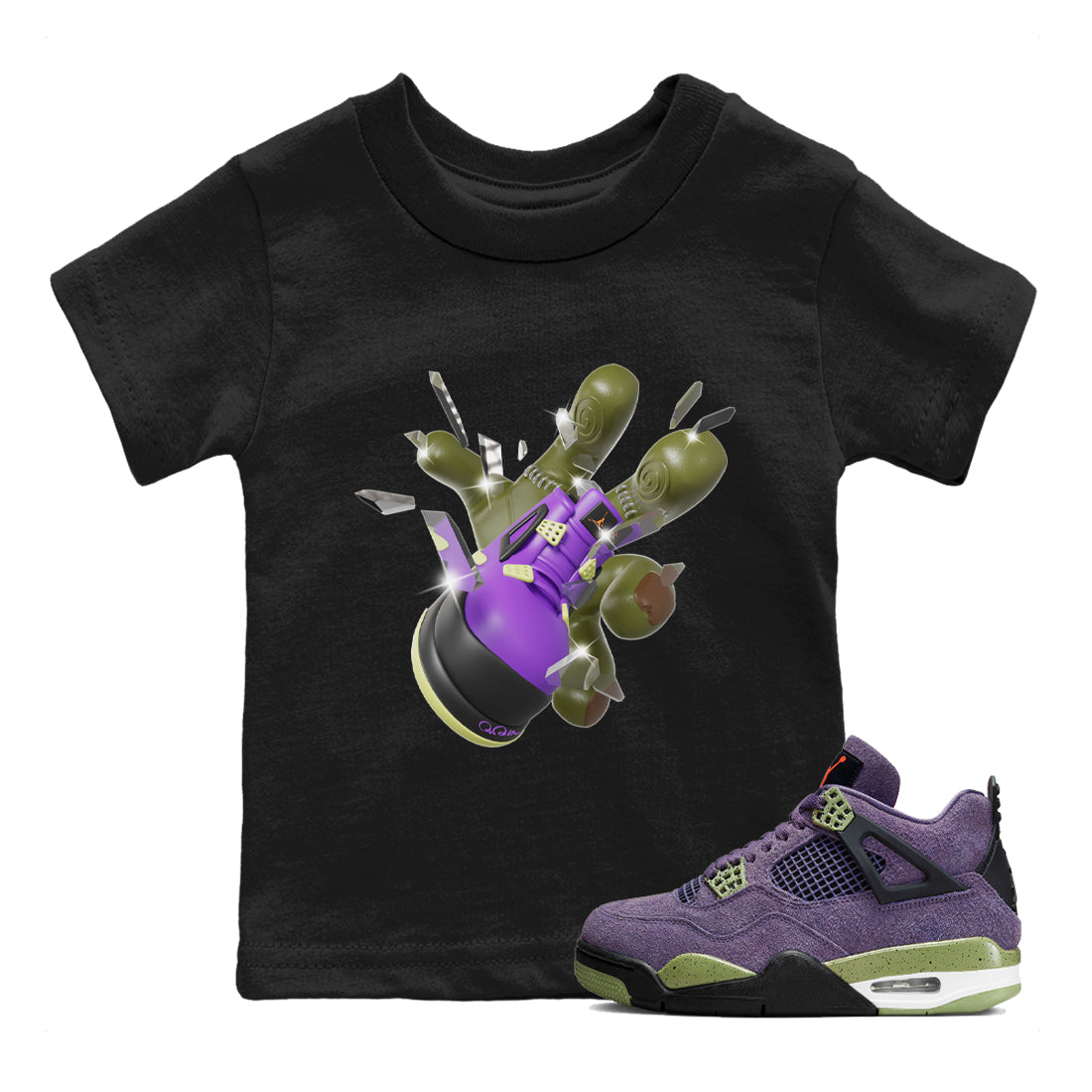Air Jordan 4 Canyon Purple shirt to match jordans Got Em Zombie Hand sneaker tees halloween dress AJ4 Canyon Purple Drip Gear Zone Baby Toddler Black 1 T-Shirt