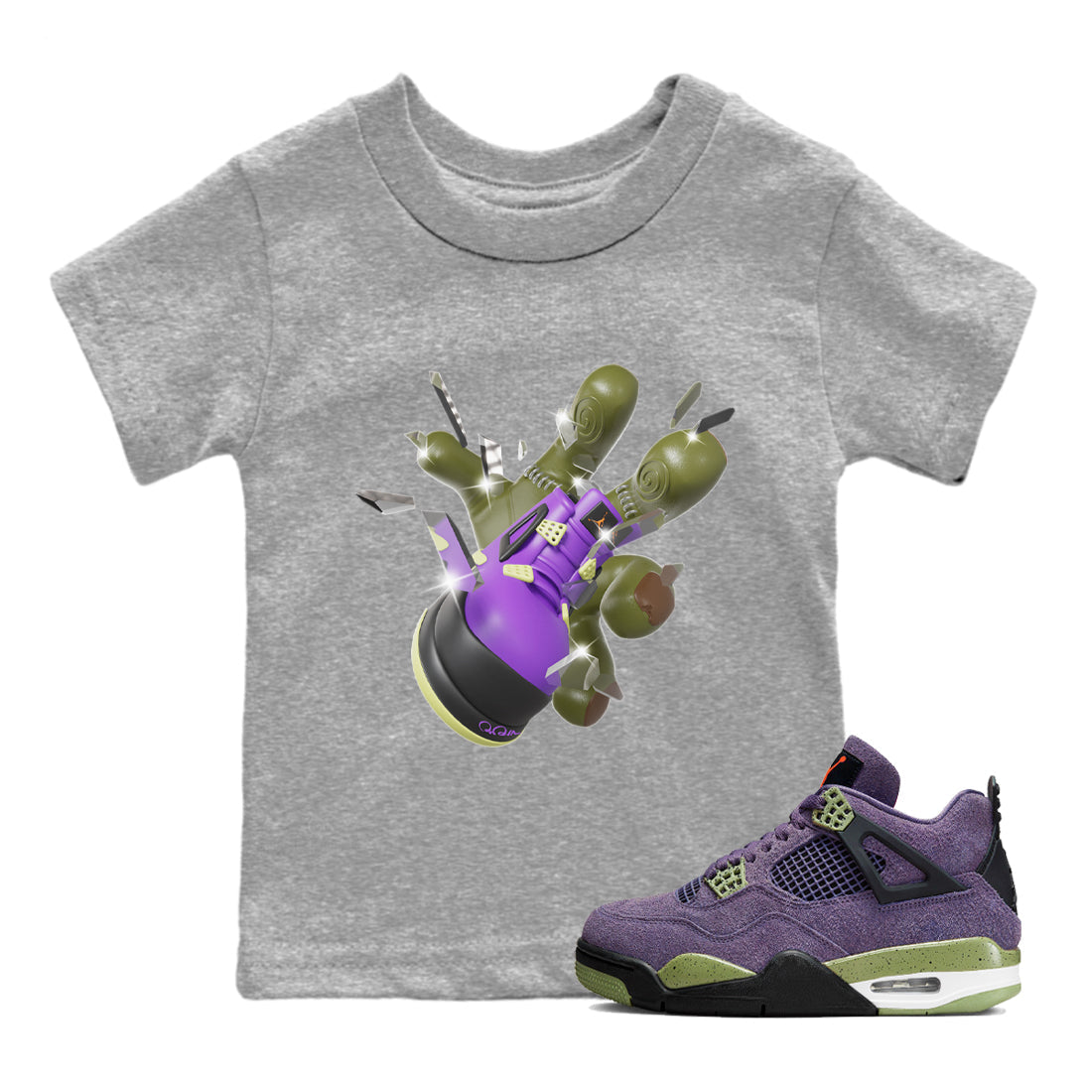 Air Jordan 4 Canyon Purple shirt to match jordans Got Em Zombie Hand sneaker tees halloween dress AJ4 Canyon Purple Drip Gear Zone Baby Toddler Heather Grey 1 T-Shirt