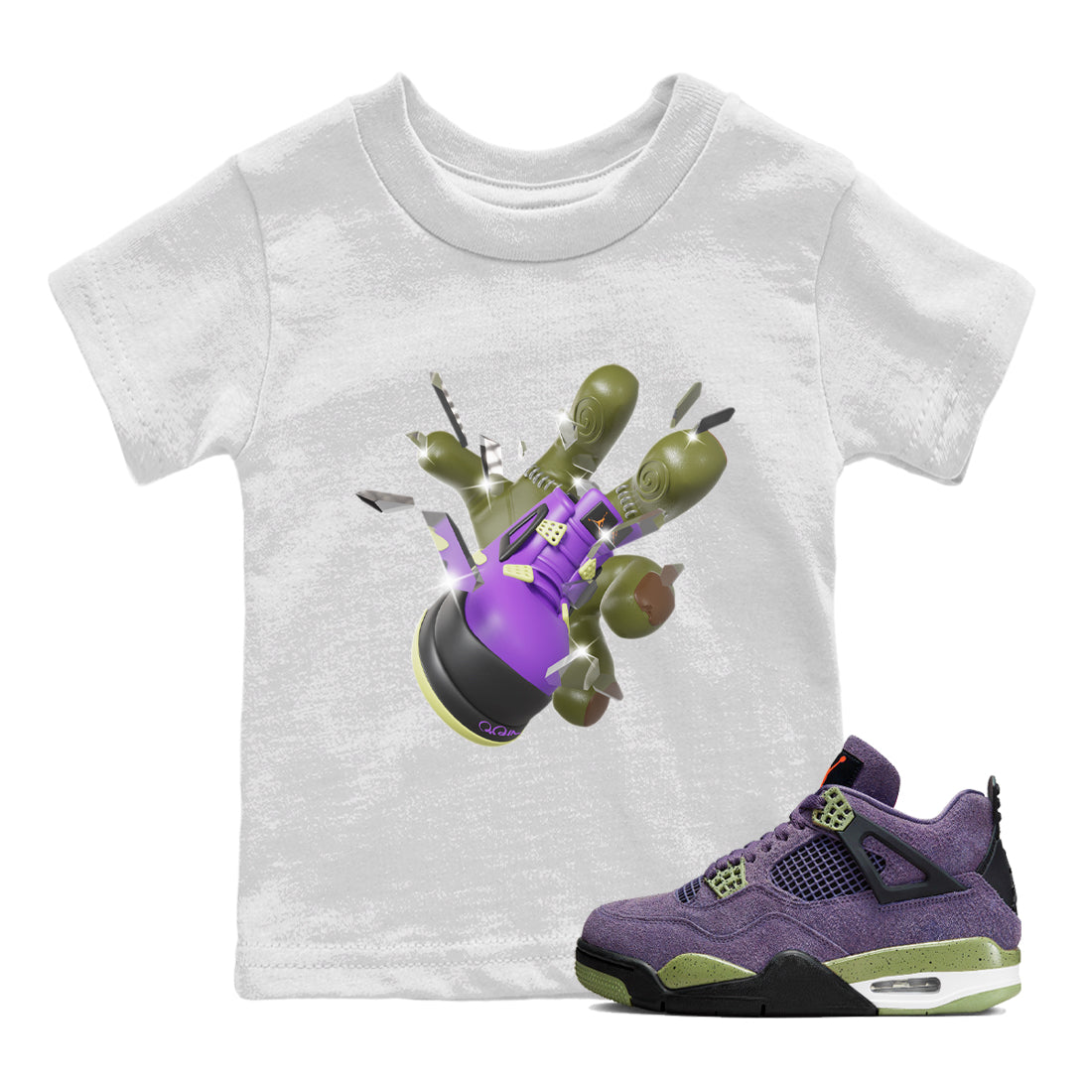 Air Jordan 4 Canyon Purple shirt to match jordans Got Em Zombie Hand sneaker tees halloween dress AJ4 Canyon Purple Drip Gear Zone Baby Toddler White 1 T-Shirt