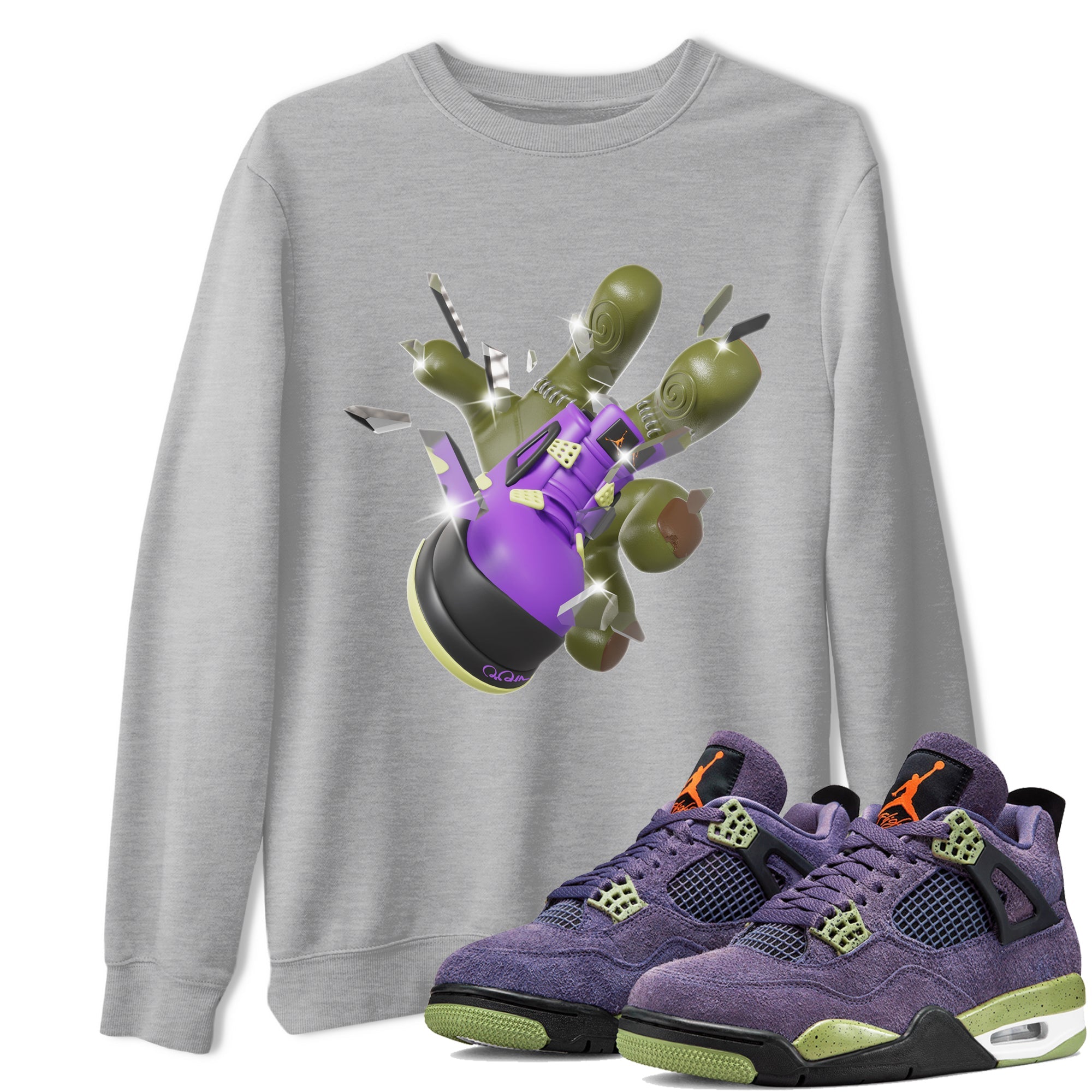 Air Jordan 4 Canyon Purple shirt to match jordans Got Em Zombie Hand sneaker tees halloween dress AJ4 Canyon Purple Drip Gear Zone Unisex Heather Grey 1 T-Shirt