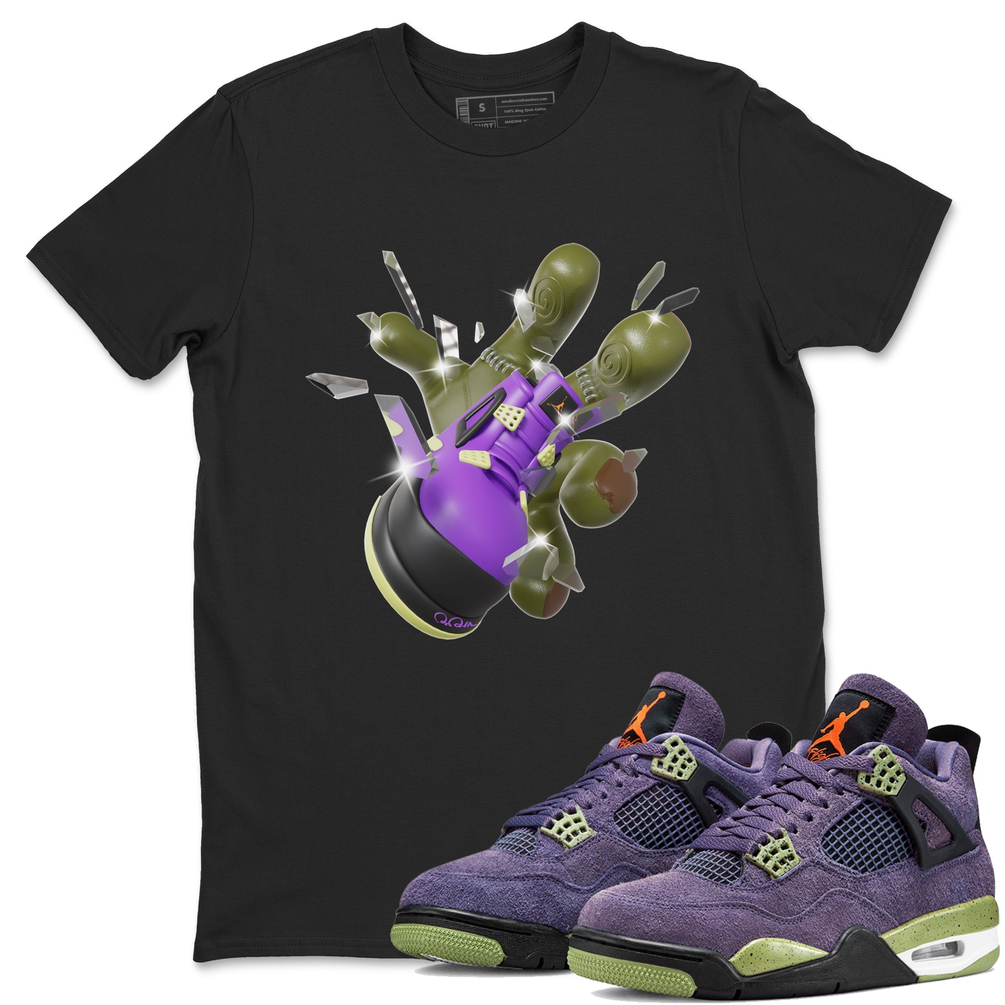 Air Jordan 4 Canyon Purple shirt to match jordans Got Em Zombie Hand sneaker tees halloween dress AJ4 Canyon Purple Drip Gear Zone Unisex Black 1 T-Shirt