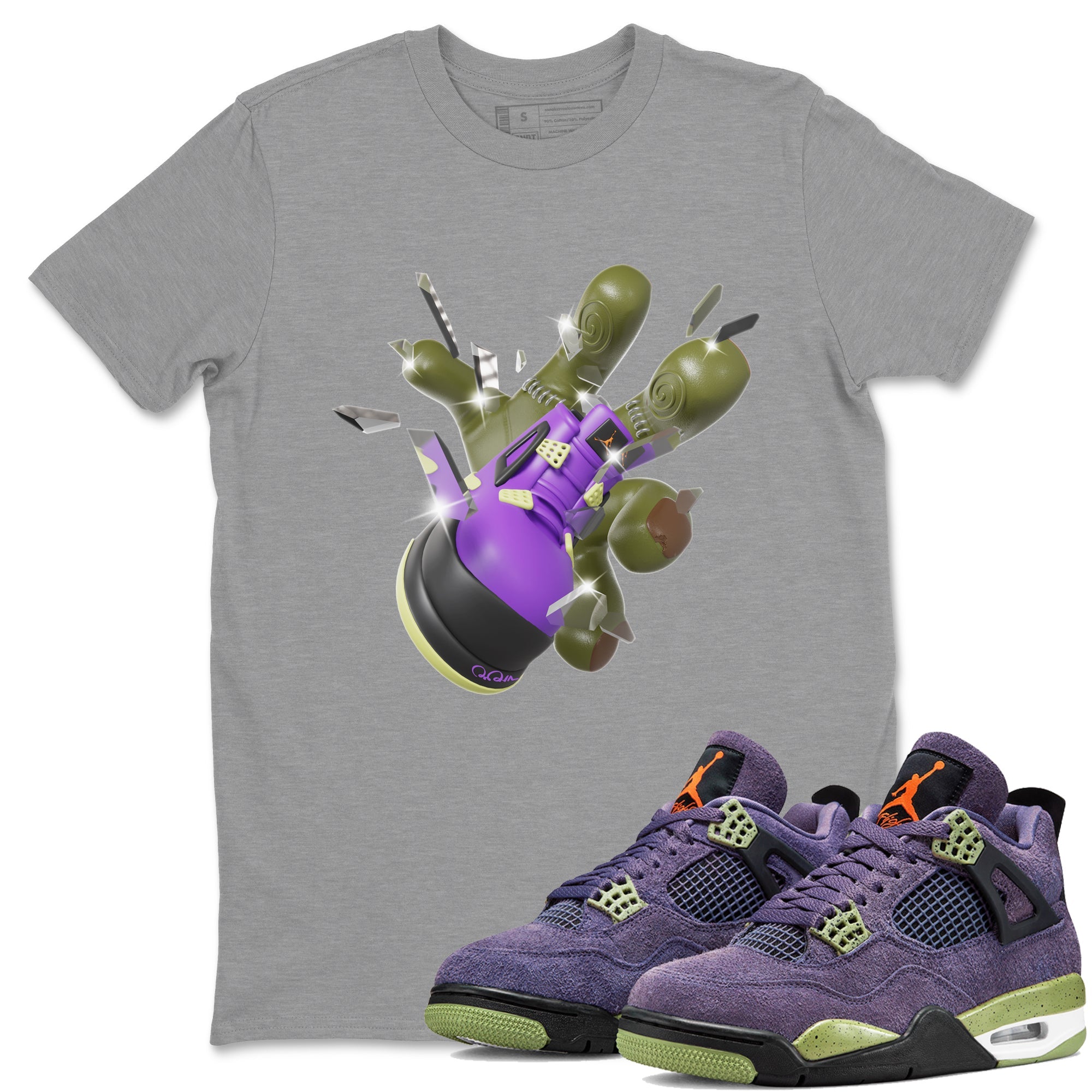 Air Jordan 4 Canyon Purple shirt to match jordans Got Em Zombie Hand sneaker tees halloween dress AJ4 Canyon Purple Drip Gear Zone Unisex Heather Grey 1 T-Shirt