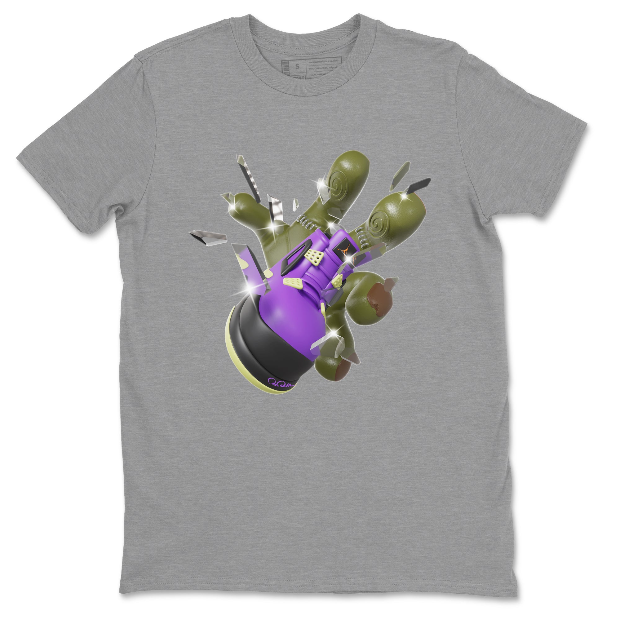 Air Jordan 4 Canyon Purple shirt to match jordans Got Em Zombie Hand sneaker tees halloween dress AJ4 Canyon Purple Drip Gear Zone Unisex Heather Grey 2 T-Shirt