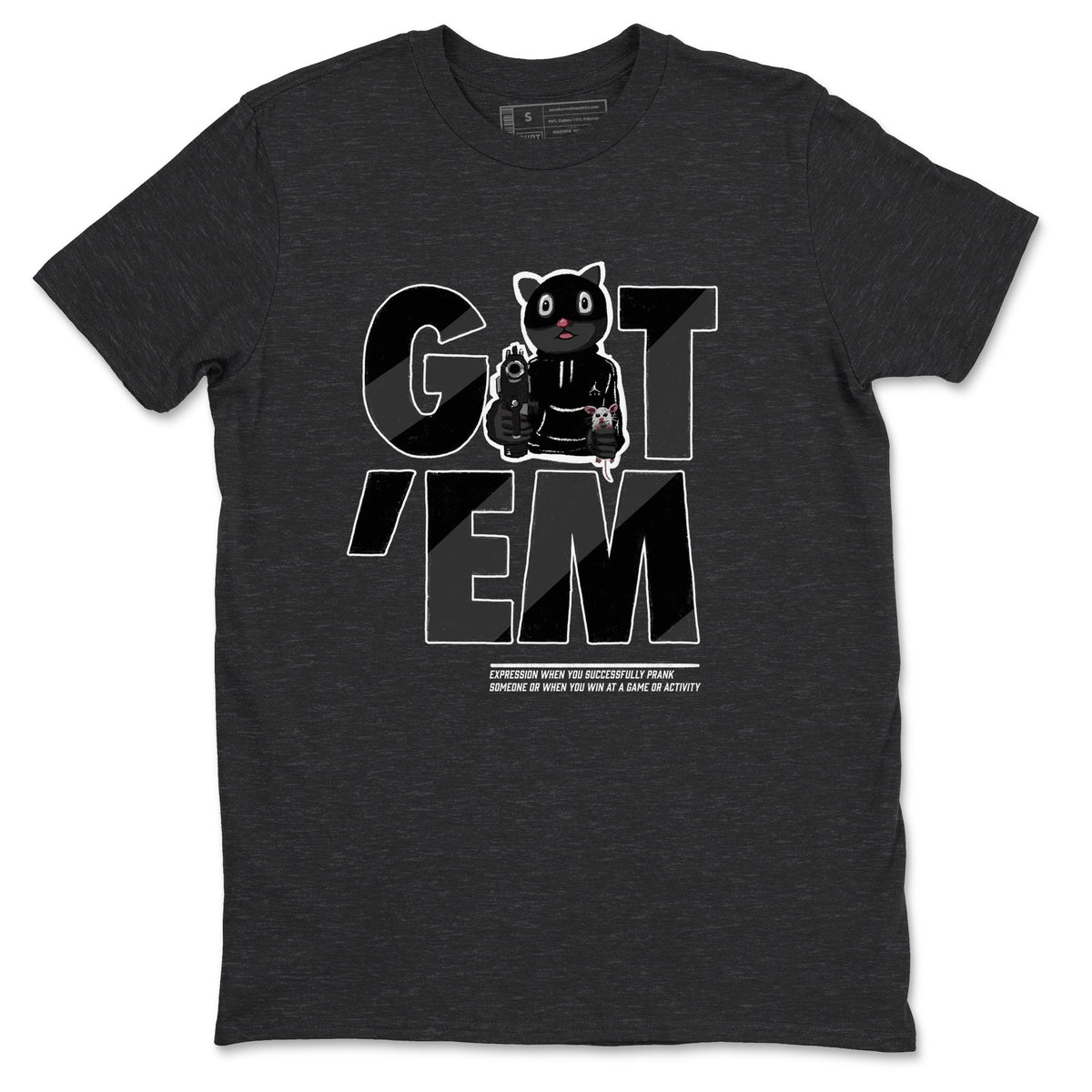 5s Black Cat shirts to match jordans Got'em Cat sneaker match tees Air Jordan 5 Black Cat match shoes to clothes Drip Gear Zone unisex cotton Charcoal Heather 2 shirts