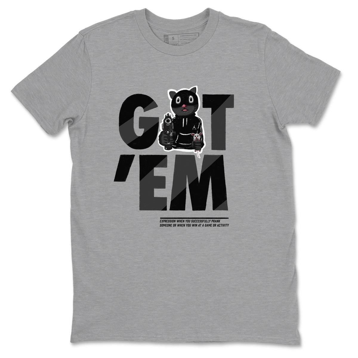 5s Black Cat shirts to match jordans Got'em Cat sneaker match tees Air Jordan 5 Black Cat match shoes to clothes Drip Gear Zone unisex cotton Heather Grey 2 shirts