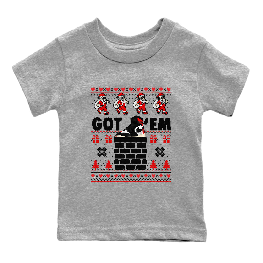 1s Retro High OG Black Toe Reimagined t-shirts to match sneakers Got'em Santa sneaker match tees Air Jordan 1 Black Toe Reimagined match shoes to clothes Drip Gear Zone Youth Baby Heather Grey 2 tee