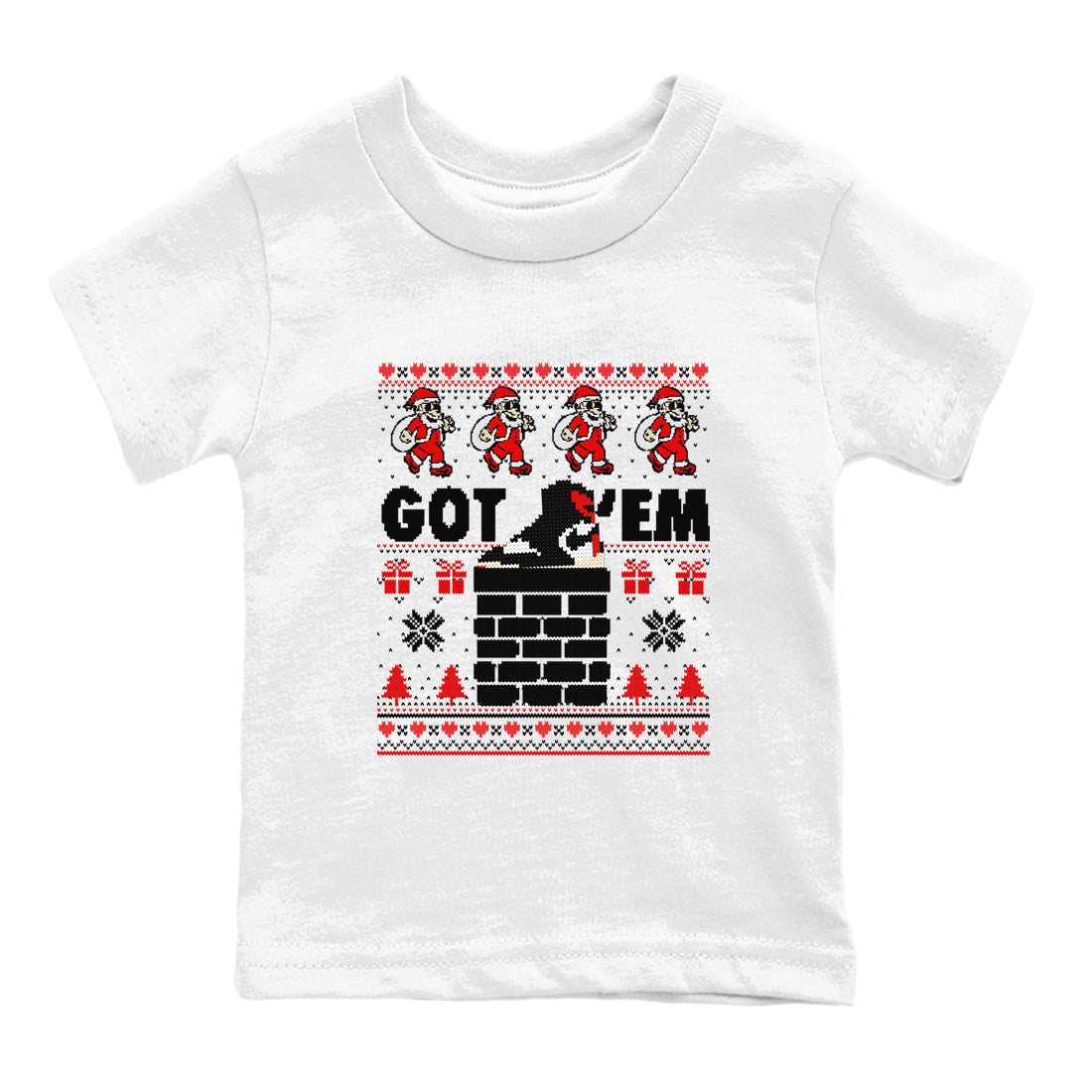1s Retro High OG Black Toe Reimagined t-shirts to match sneakers Got'em Santa sneaker match tees Air Jordan 1 Black Toe Reimagined match shoes to clothes Drip Gear Zone Youth Baby White 2 tee