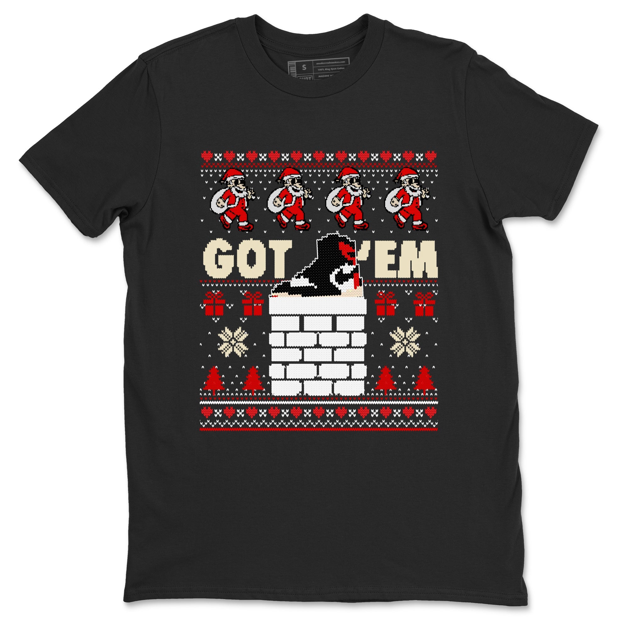 1s Retro High OG Black Toe Reimagined t-shirts to match sneakers Got'em Santa sneaker match tees Air Jordan 1 Black Toe Reimagined match shoes to clothes Drip Gear Zone unisex cotton Black 2 shirts