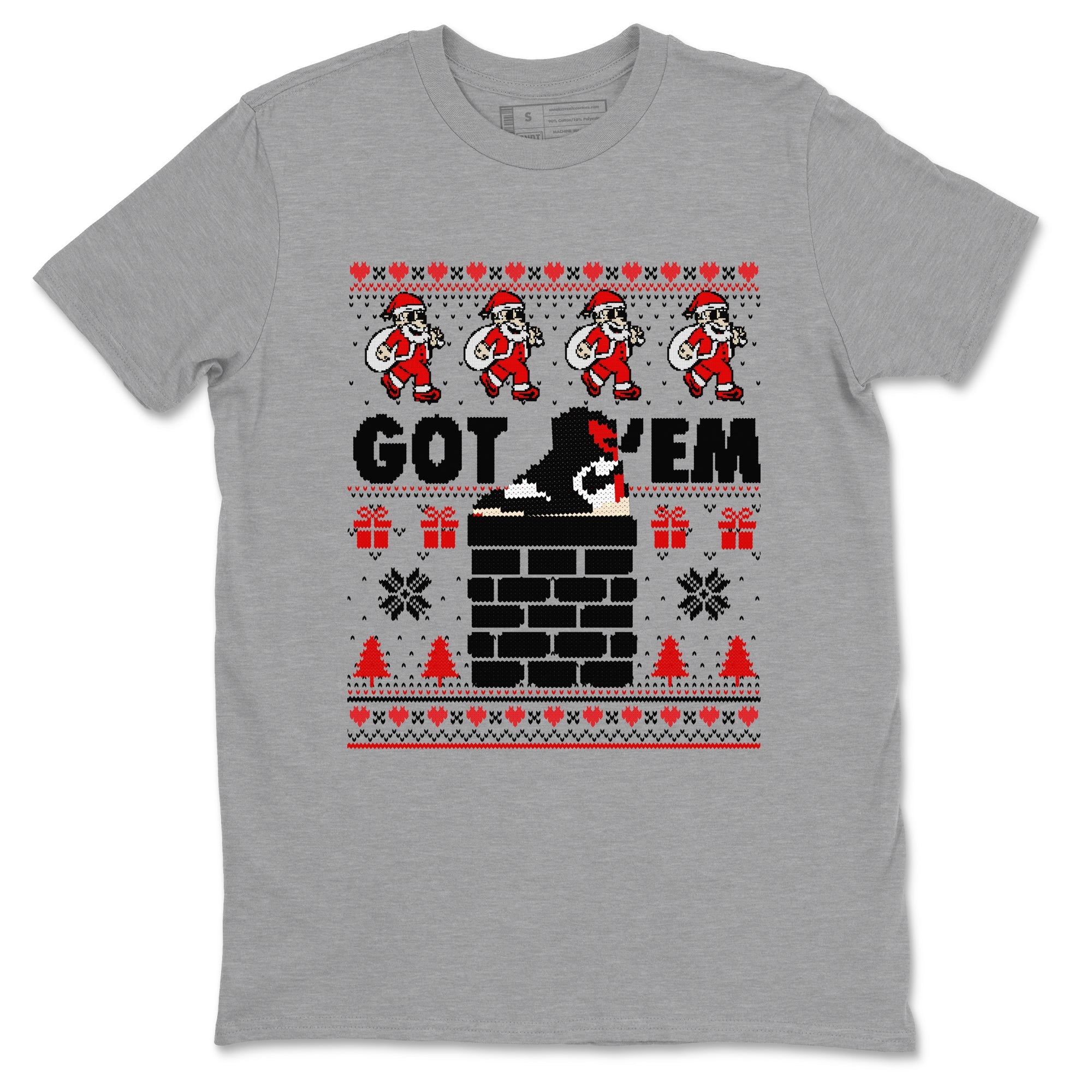 1s Retro High OG Black Toe Reimagined t-shirts to match sneakers Got'em Santa sneaker match tees Air Jordan 1 Black Toe Reimagined match shoes to clothes Drip Gear Zone unisex cotton Heather Grey 2 shirts