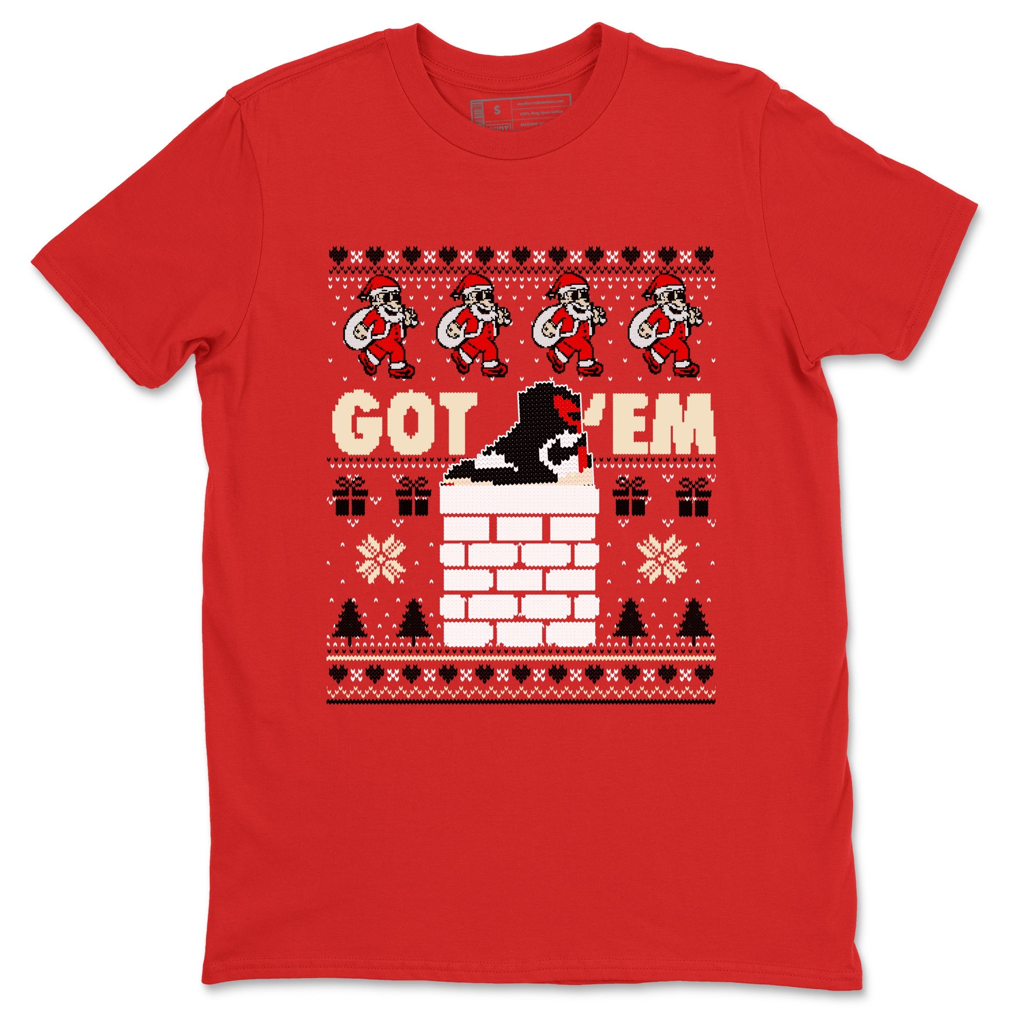 1s Retro High OG Black Toe Reimagined t-shirts to match sneakers Got'em Santa sneaker match tees Air Jordan 1 Black Toe Reimagined match shoes to clothes Drip Gear Zone unisex cotton Red 2 shirts
