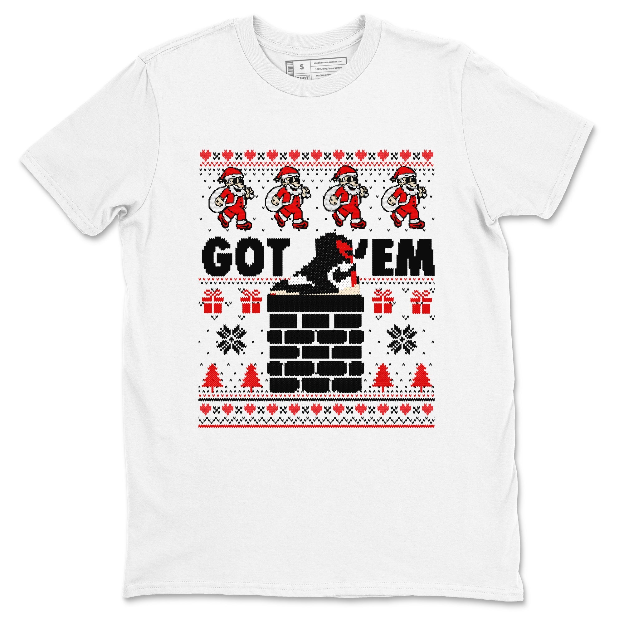 1s Retro High OG Black Toe Reimagined t-shirts to match sneakers Got'em Santa sneaker match tees Air Jordan 1 Black Toe Reimagined match shoes to clothes Drip Gear Zone unisex cotton White 2 shirts