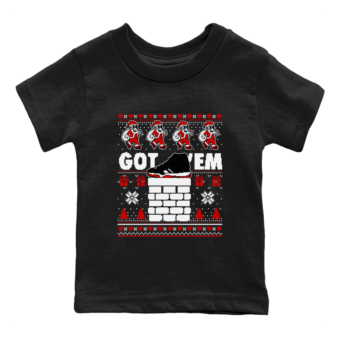 11s Bred Velvet shirts to match jordans Got'em Santa sneaker match tees Air Jordan 11 Bred Velvet match shoes to clothes Drip Gear Zone Youth Baby Black 2 tee