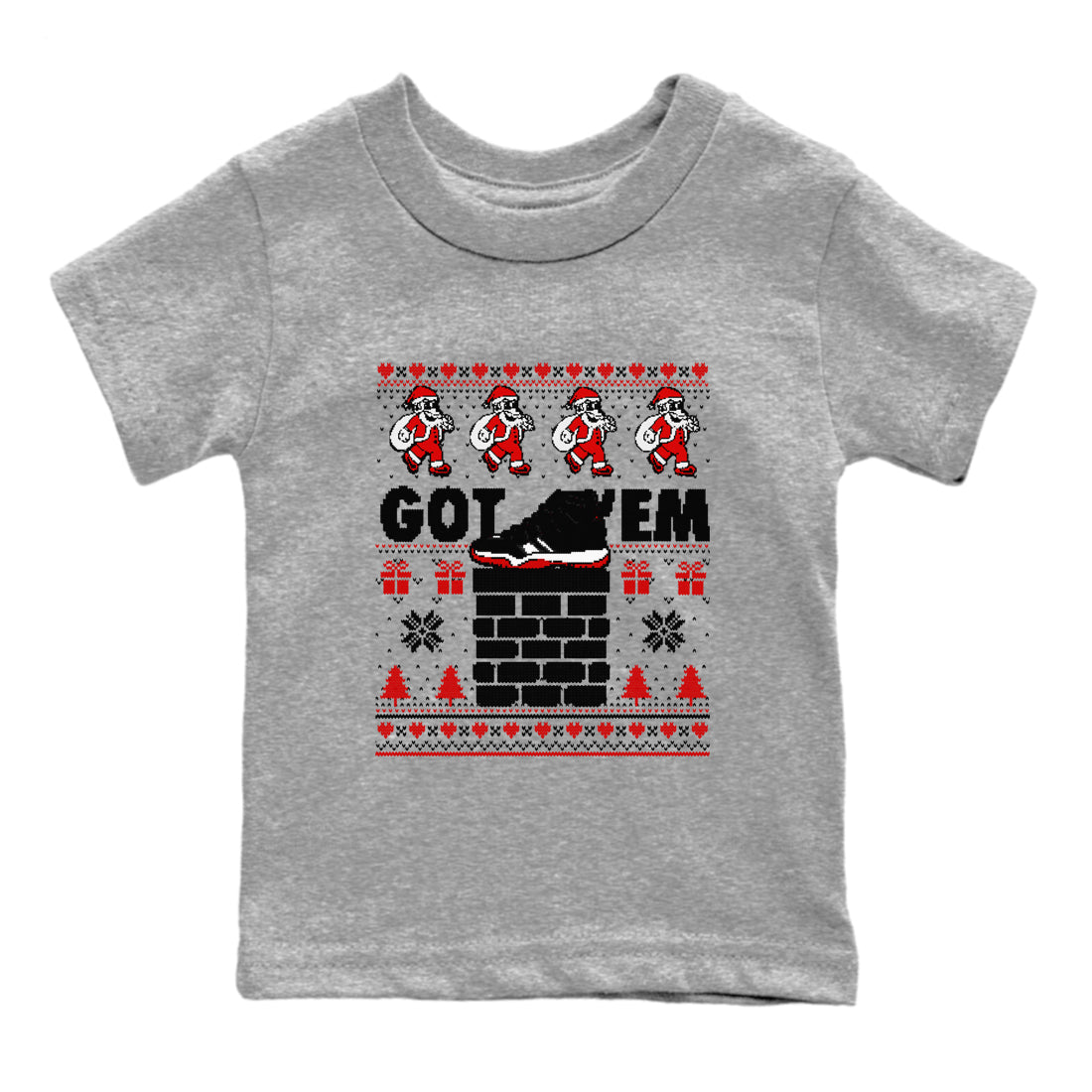 11s Bred Velvet shirts to match jordans Got'em Santa sneaker match tees Air Jordan 11 Bred Velvet match shoes to clothes Drip Gear Zone Youth Baby Heather Grey 2 tee