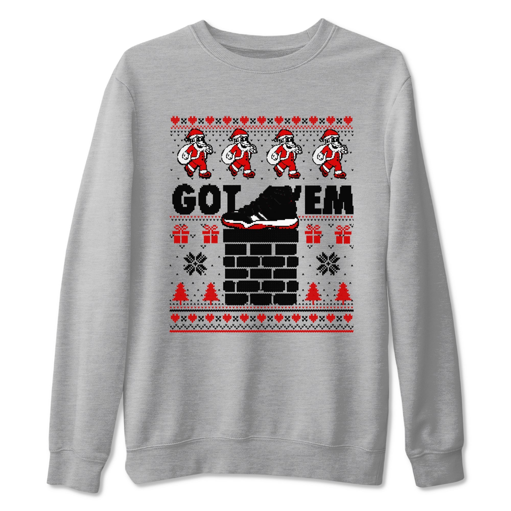 11s Bred Velvet shirts to match jordans Got'em Santa sneaker match tees Air Jordan 11 Bred Velvet match shoes to clothes Drip Gear Zone unisex cotton Heather Grey 2 shirts