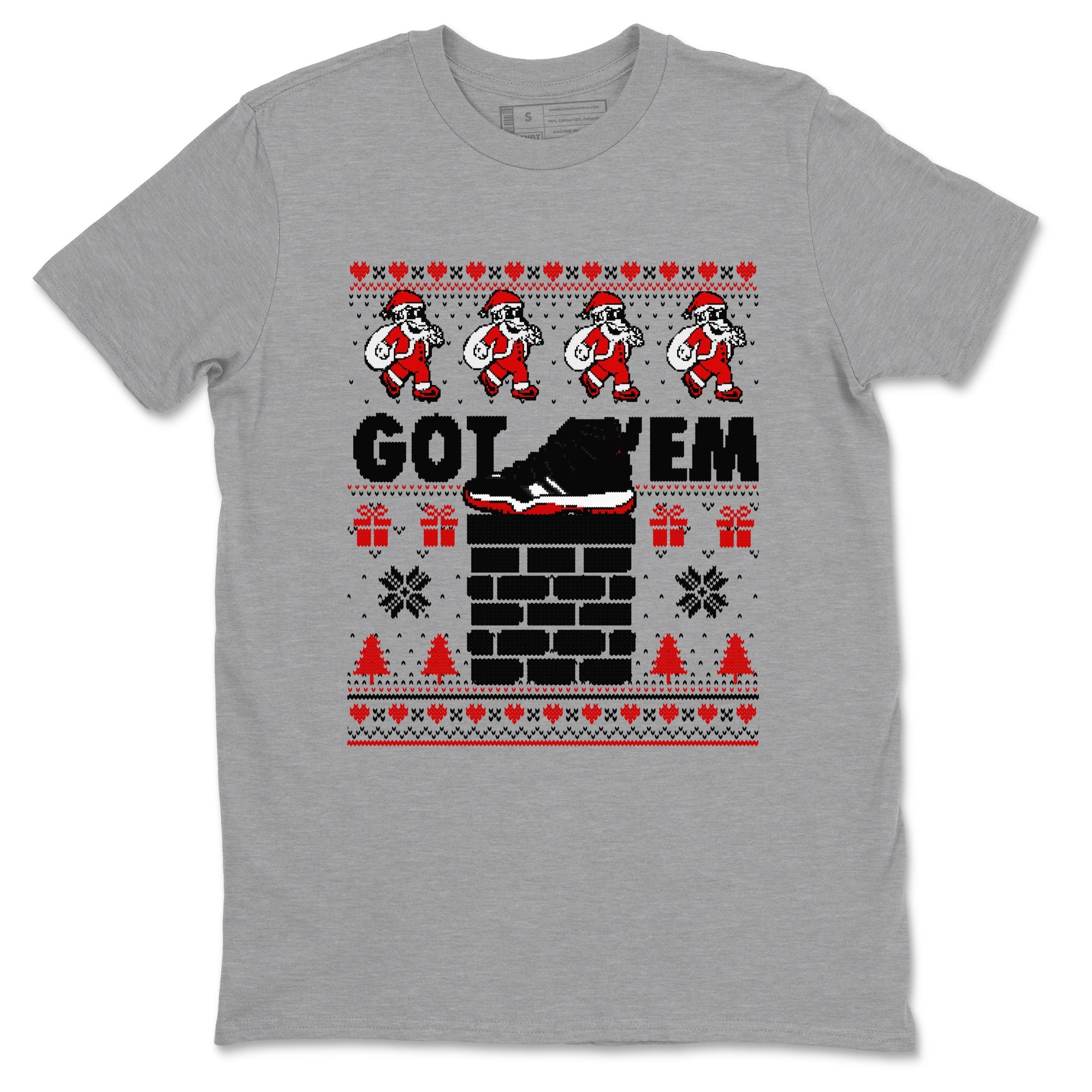 11s Bred Velvet shirts to match jordans Got'em Santa sneaker match tees Air Jordan 11 Bred Velvet match shoes to clothes Drip Gear Zone unisex cotton Heather Grey 2 shirts