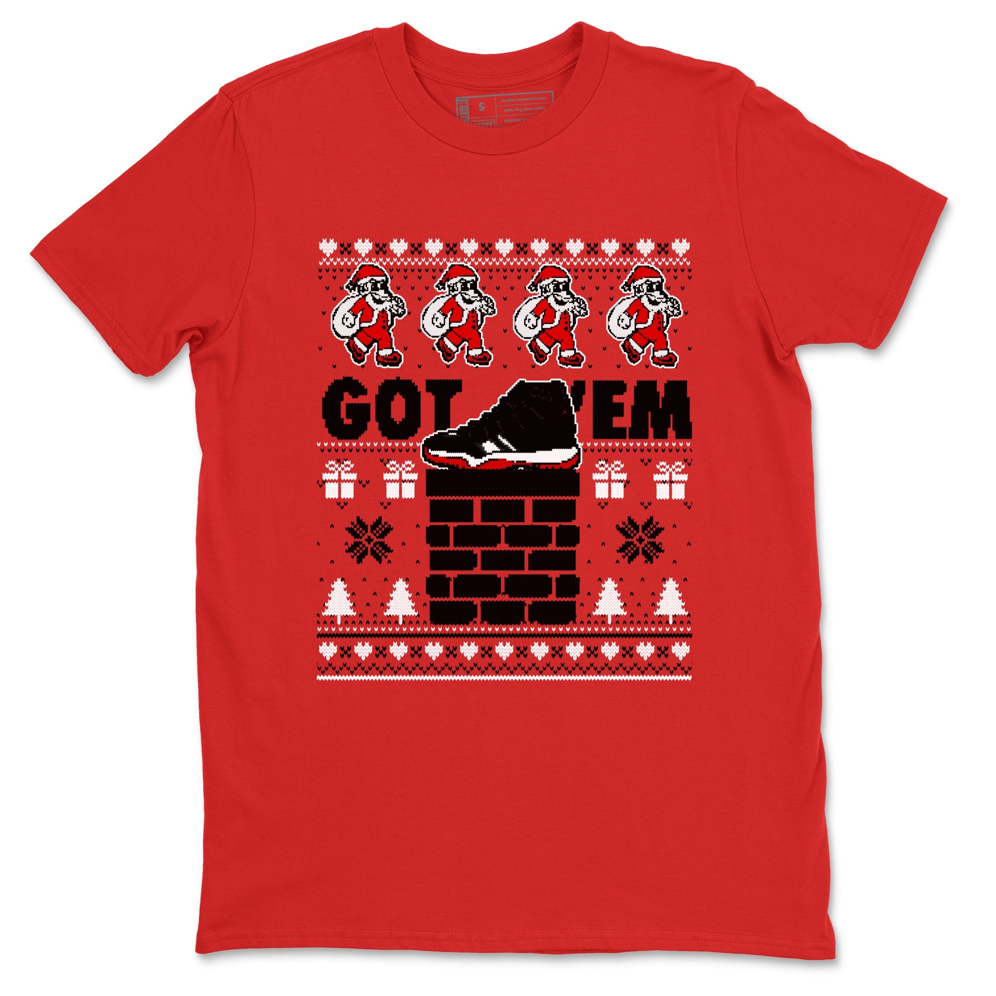 11s Bred Velvet shirts to match jordans Got'em Santa sneaker match tees Air Jordan 11 Bred Velvet match shoes to clothes Drip Gear Zone unisex cotton Red 2 shirts