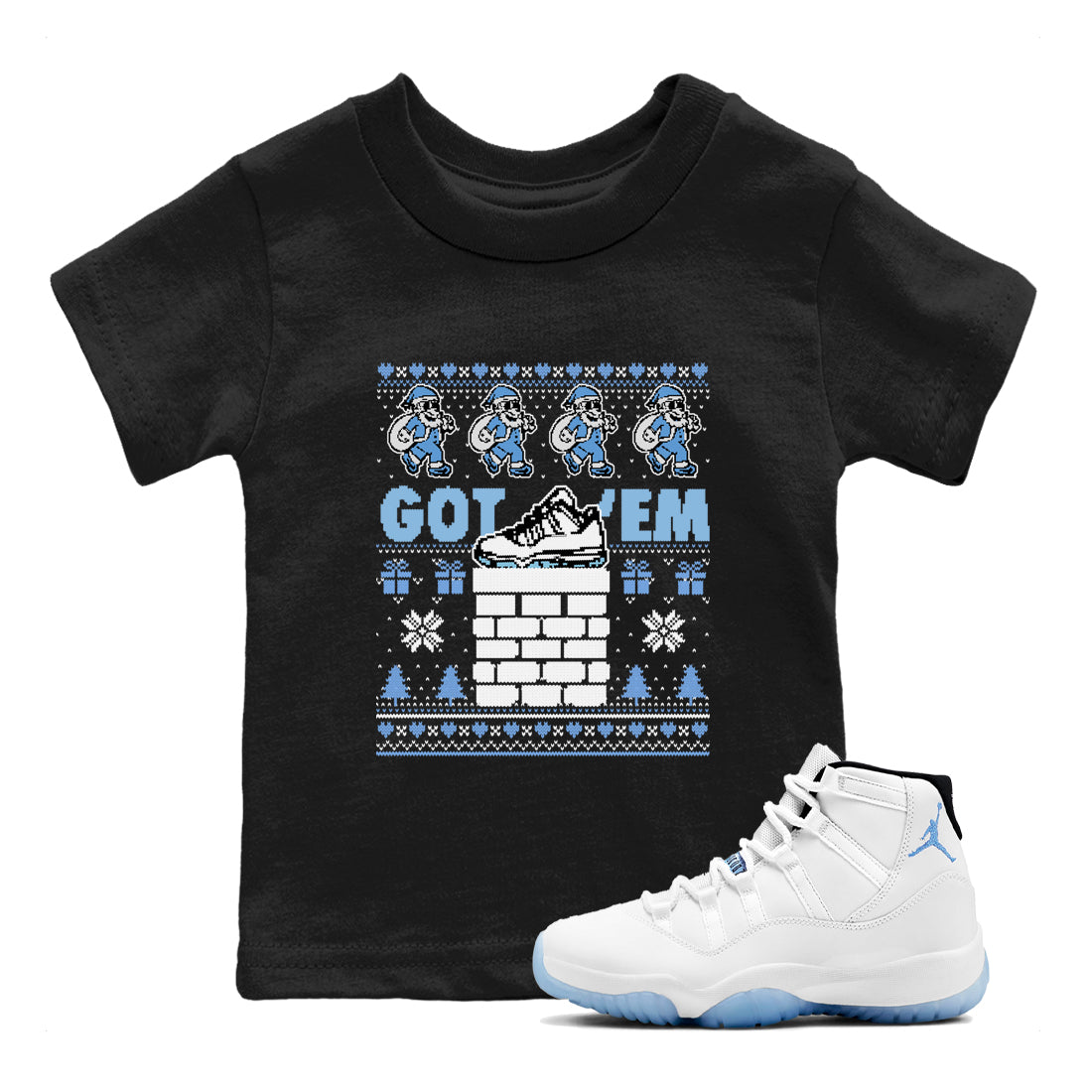 11s Legend Blue shirts to match jordans Got'em Santa sneaker match tees Air Jordan 11 Retro Legend Blue match shoes to clothes Drip Gear Zone Youth Baby Black 1 tee