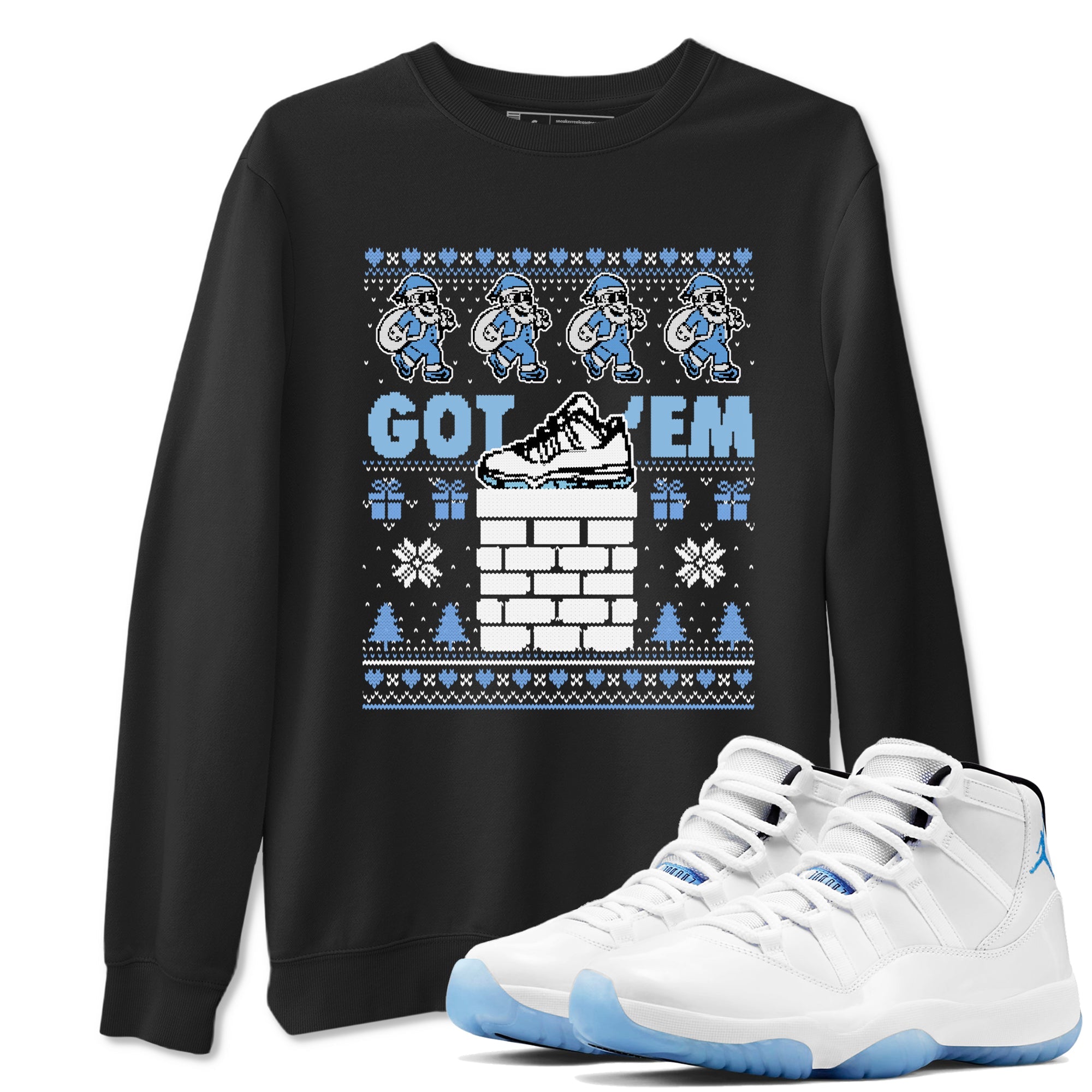 11s Legend Blue shirts to match jordans Got'em Santa sneaker match tees Air Jordan 11 Retro Legend Blue match shoes to clothes Drip Gear Zone unisex cotton Black 1 shirts