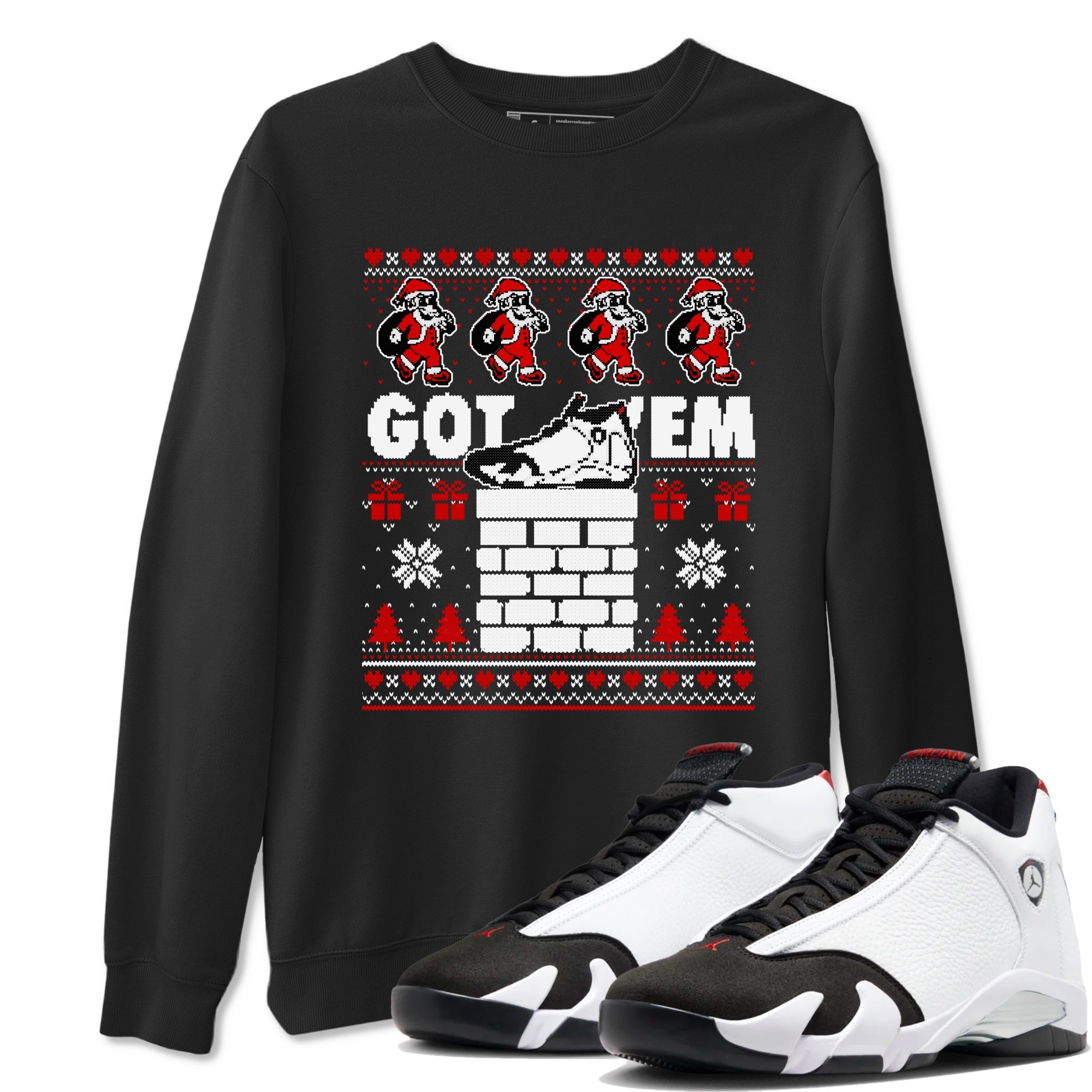 Air Jordan 14 Black Toe t shirts to match sneakers Got'em Santa sneaker match tees 14s Black Toe sneaker match tee Drip Gear Zone unisex cotton Black 1 shirts