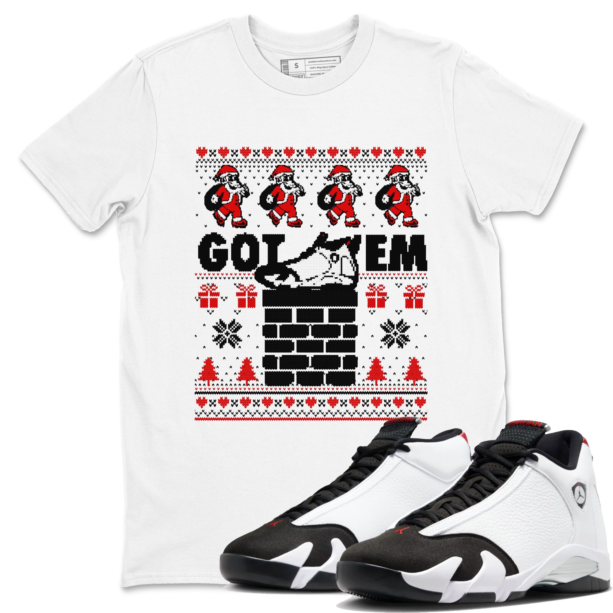 Air Jordan 14 Black Toe t shirts to match sneakers Got'em Santa sneaker match tees 14s Black Toe sneaker match tee Drip Gear Zone unisex cotton White 1 shirts