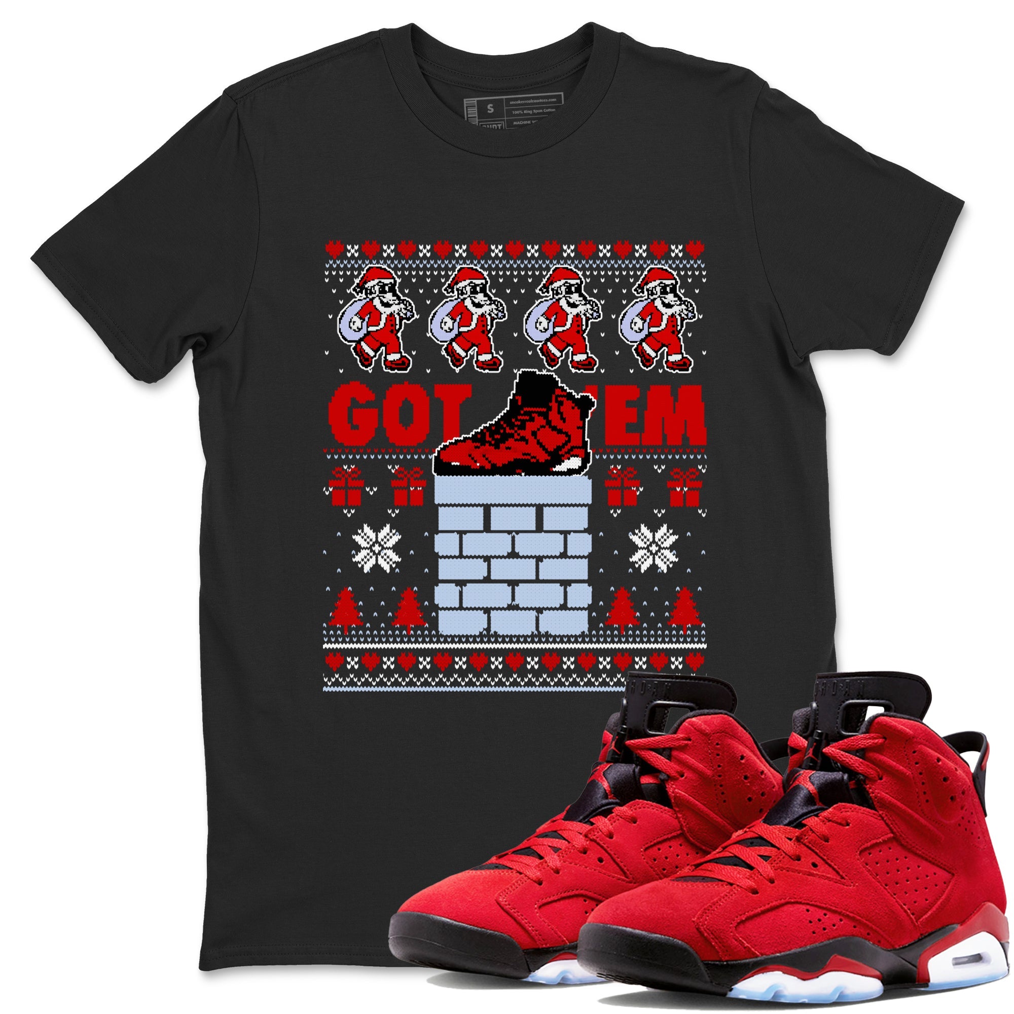 6s Toro Bravo shirts to match jordans Got'em Santa sneaker match tees Air Jordan 6 Toro Bravo match shoes to clothes Drip Gear Zone unisex cotton Black 1 shirts