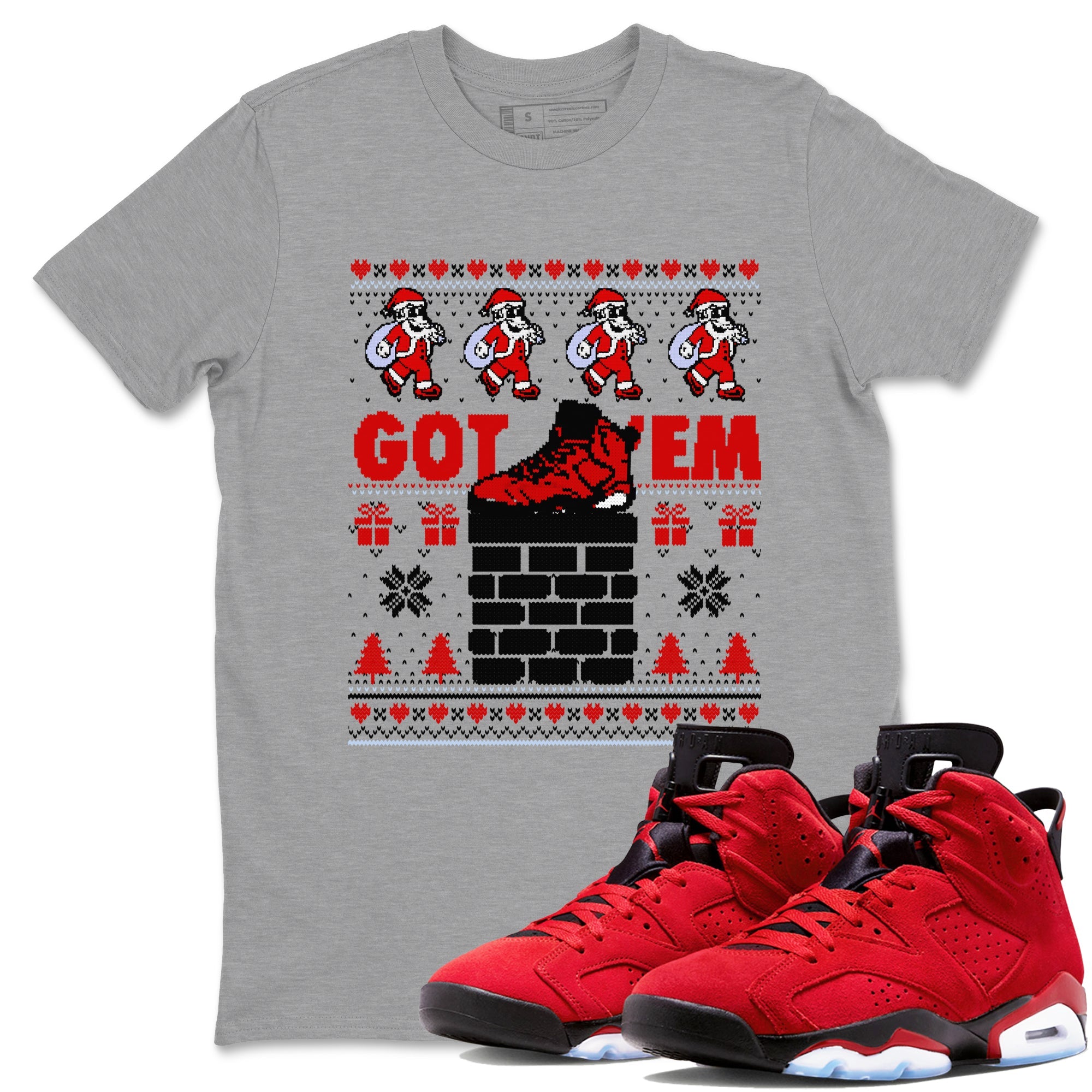 6s Toro Bravo shirts to match jordans Got'em Santa sneaker match tees Air Jordan 6 Toro Bravo match shoes to clothes Drip Gear Zone unisex cotton Heather Grey 1 shirts