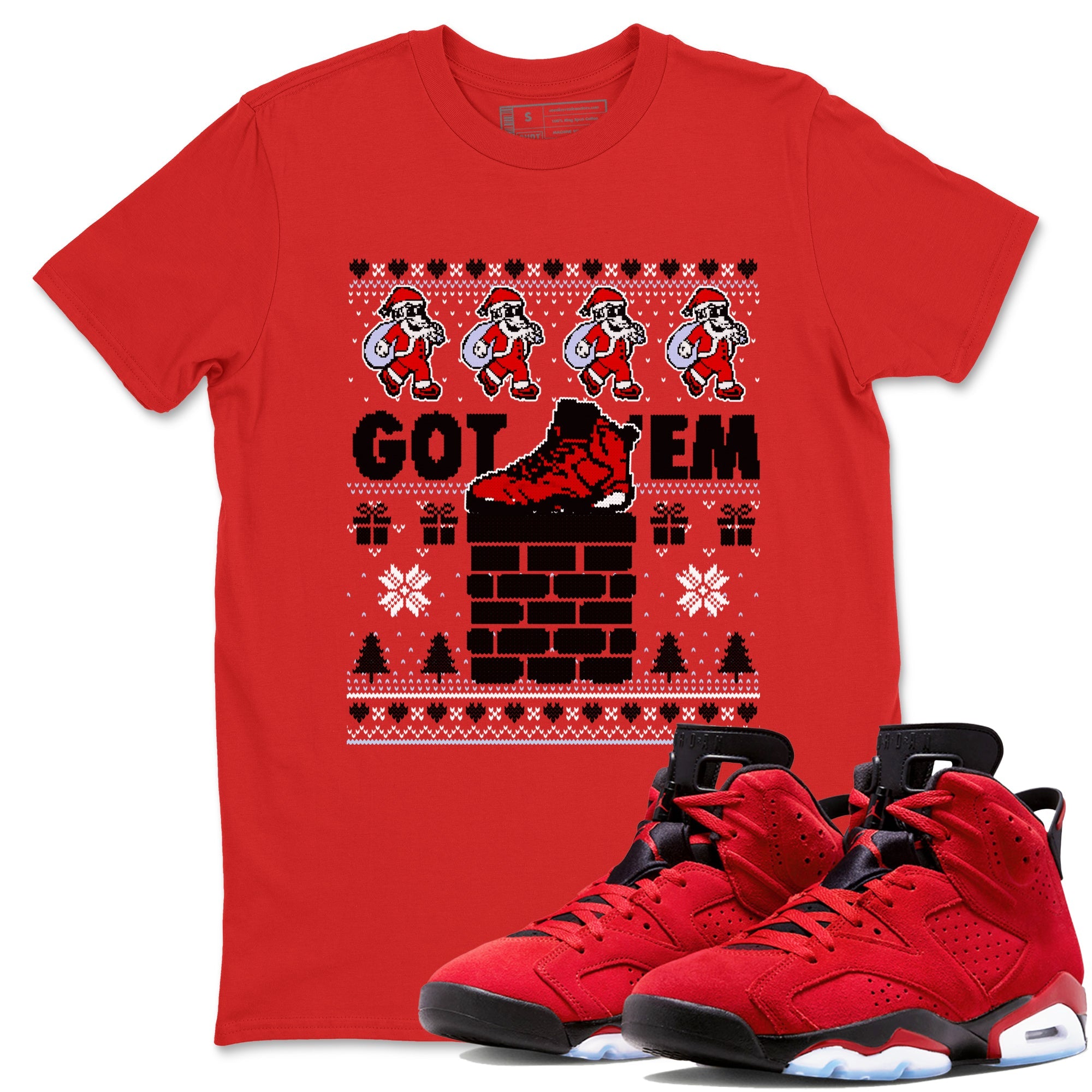 6s Toro Bravo shirts to match jordans Got'em Santa sneaker match tees Air Jordan 6 Toro Bravo match shoes to clothes Drip Gear Zone unisex cotton Red 1 shirts