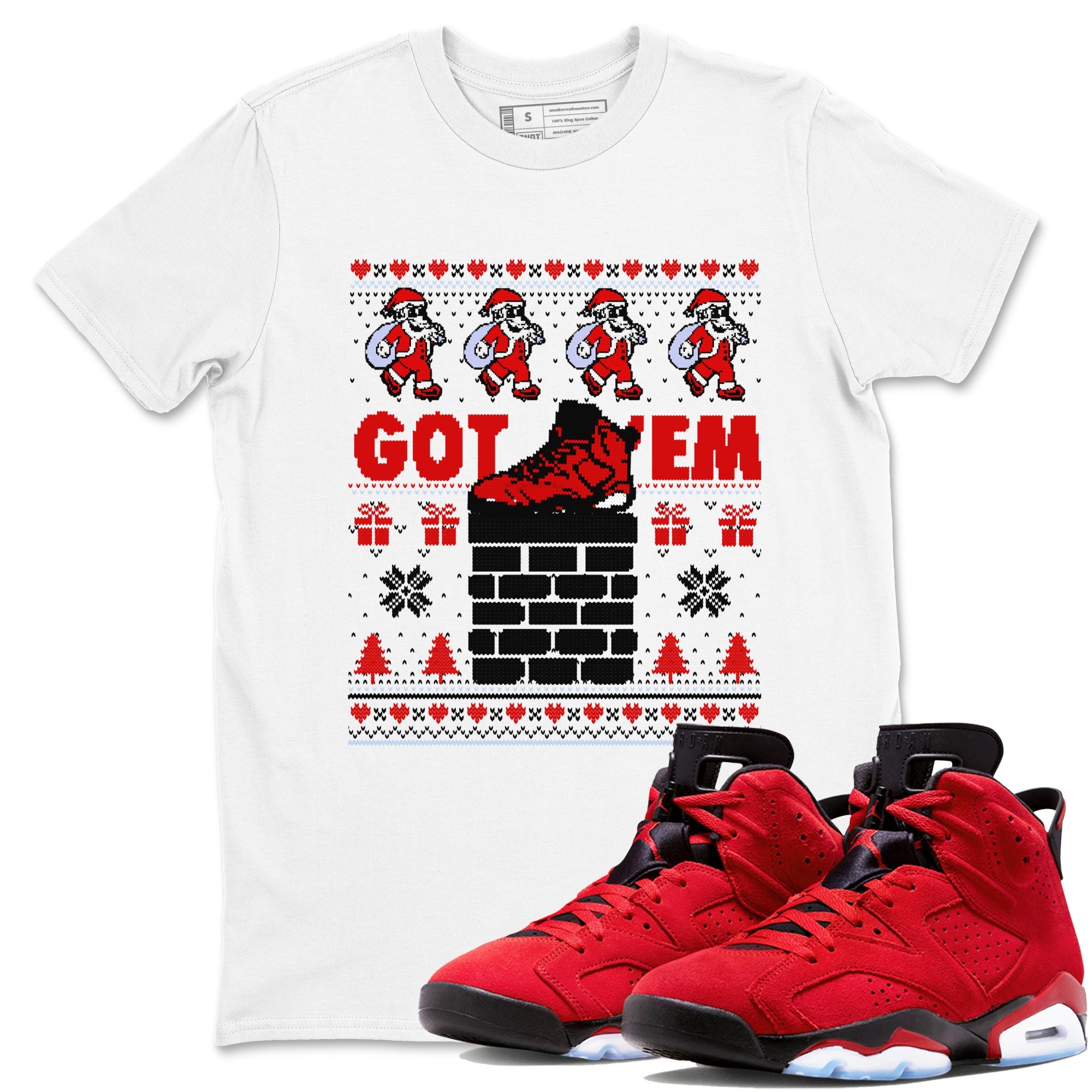 6s Toro Bravo shirts to match jordans Got'em Santa sneaker match tees Air Jordan 6 Toro Bravo match shoes to clothes Drip Gear Zone unisex cotton White 1 shirts