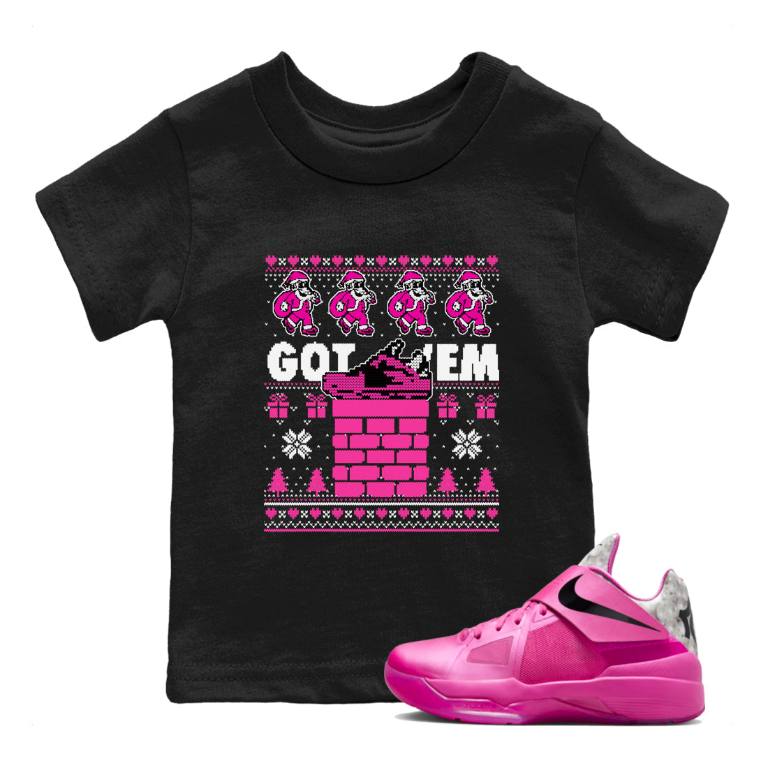 Nike KD 4 Retro Aunt Pearl shirts to match jordans Got'em Santa sneaker match tees Nike KD 4 Aunt Pearl match shoes to clothes Drip Gear Zone Youth Baby Black 1 tee