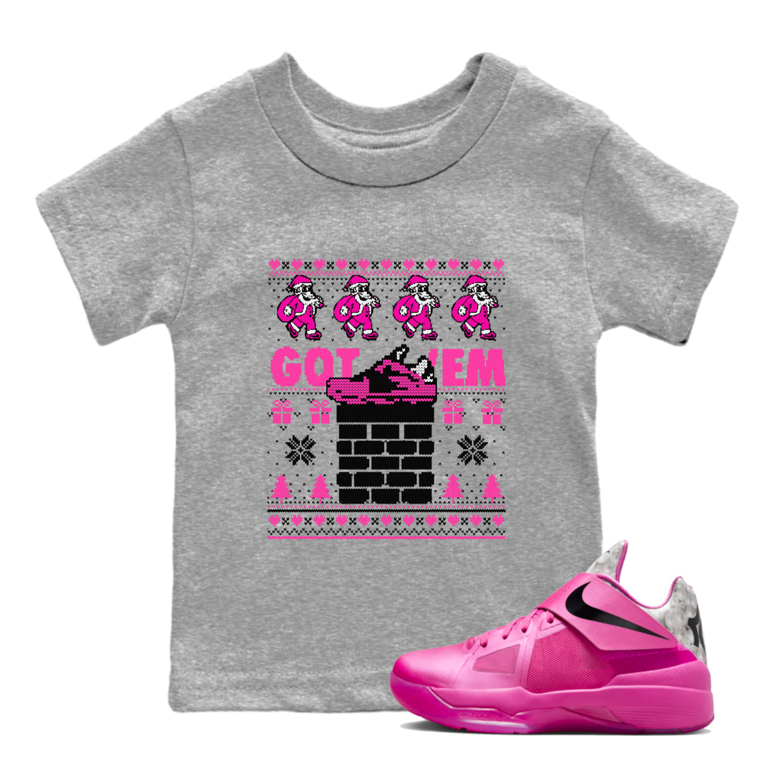Nike KD 4 Retro Aunt Pearl shirts to match jordans Got'em Santa sneaker match tees Nike KD 4 Aunt Pearl match shoes to clothes Drip Gear Zone Youth Baby Heather Grey 1 tee