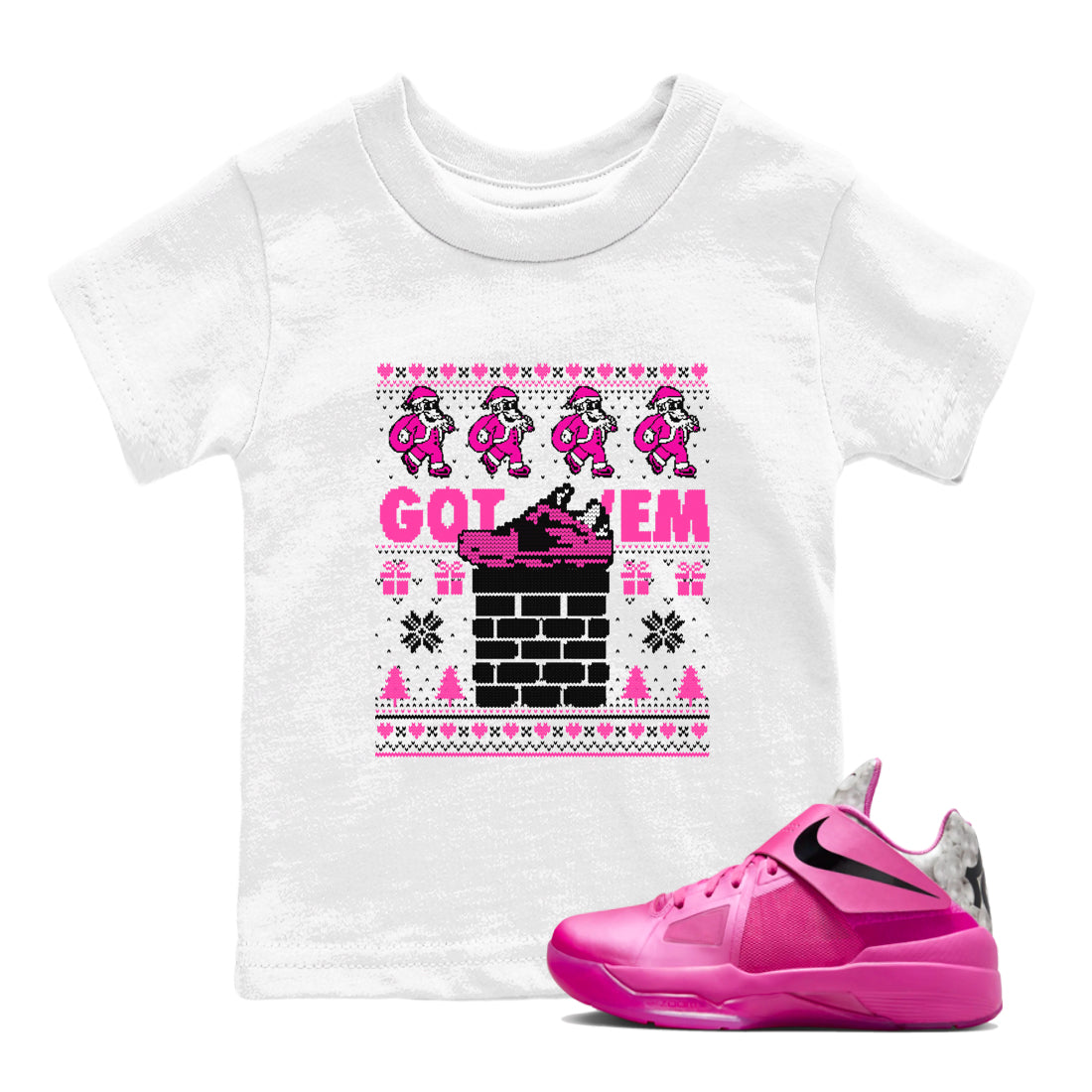 Nike KD 4 Retro Aunt Pearl shirts to match jordans Got'em Santa sneaker match tees Nike KD 4 Aunt Pearl match shoes to clothes Drip Gear Zone Youth Baby White 1 tee