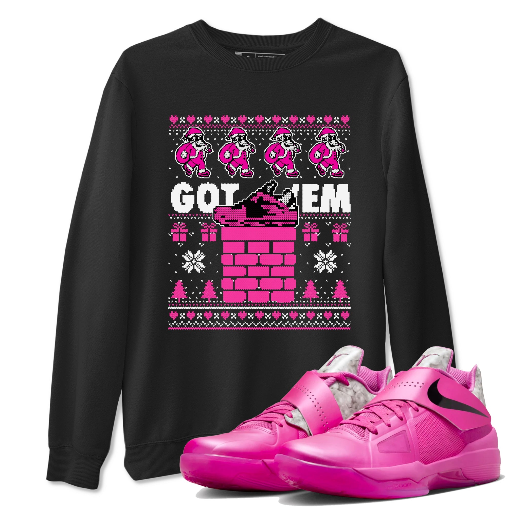 Nike KD 4 Retro Aunt Pearl shirts to match jordans Got'em Santa sneaker match tees Nike KD 4 Aunt Pearl match shoes to clothes Drip Gear Zone unisex cotton Black 1 shirts
