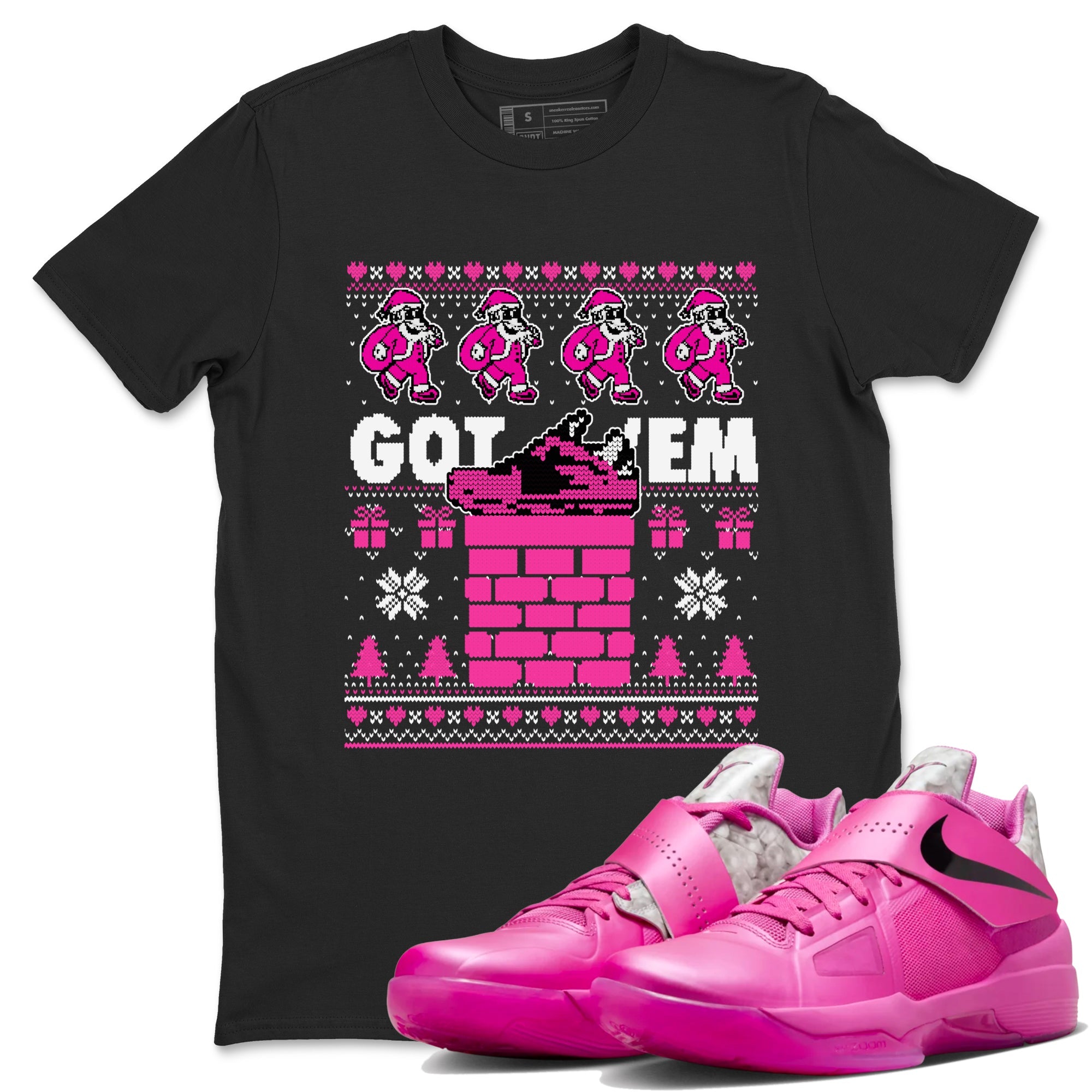 Nike KD 4 Retro Aunt Pearl shirts to match jordans Got'em Santa sneaker match tees Nike KD 4 Aunt Pearl match shoes to clothes Drip Gear Zone unisex cotton Black 1 shirts