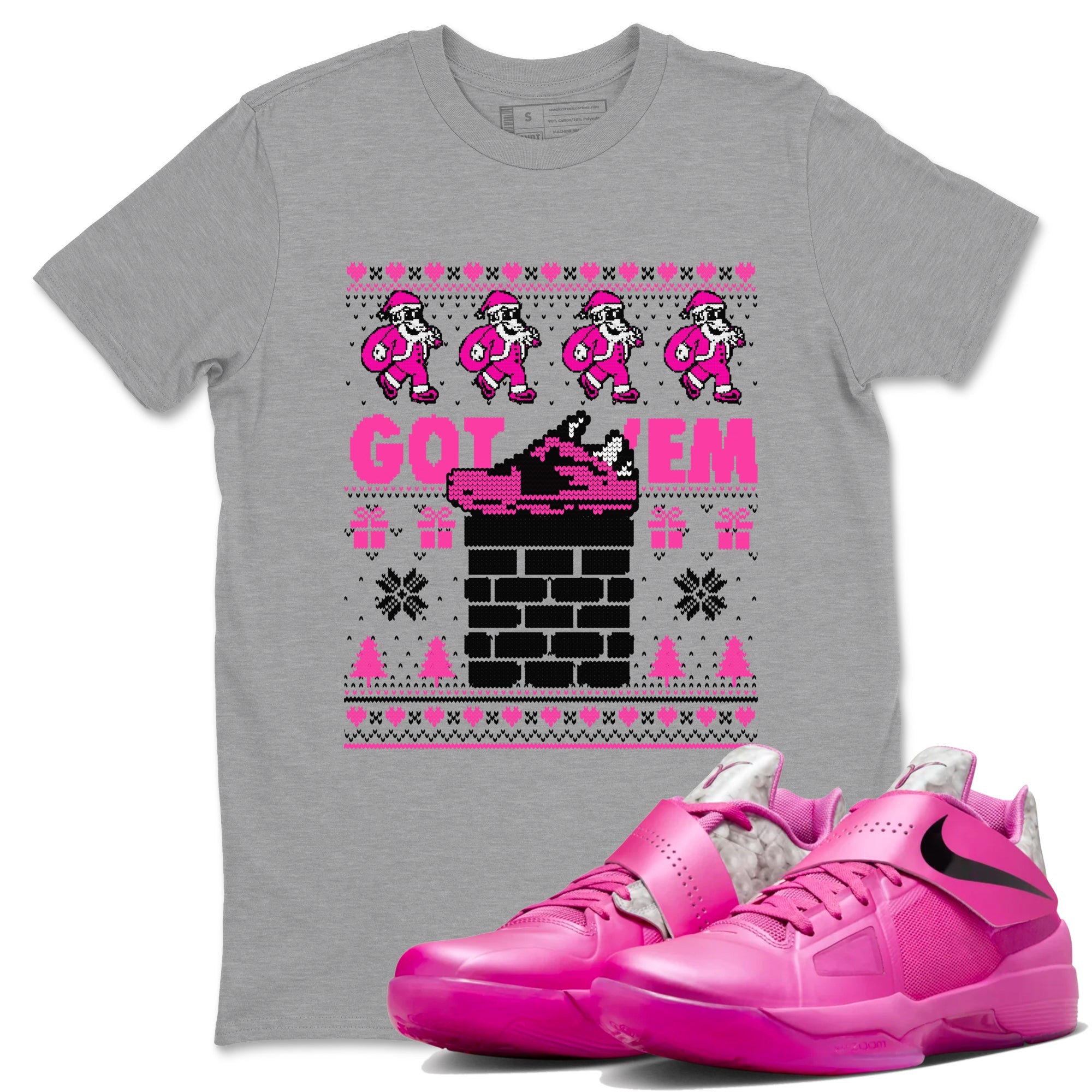 Nike KD 4 Retro Aunt Pearl shirts to match jordans Got'em Santa sneaker match tees Nike KD 4 Aunt Pearl match shoes to clothes Drip Gear Zone unisex cotton Heather Grey 1 shirts