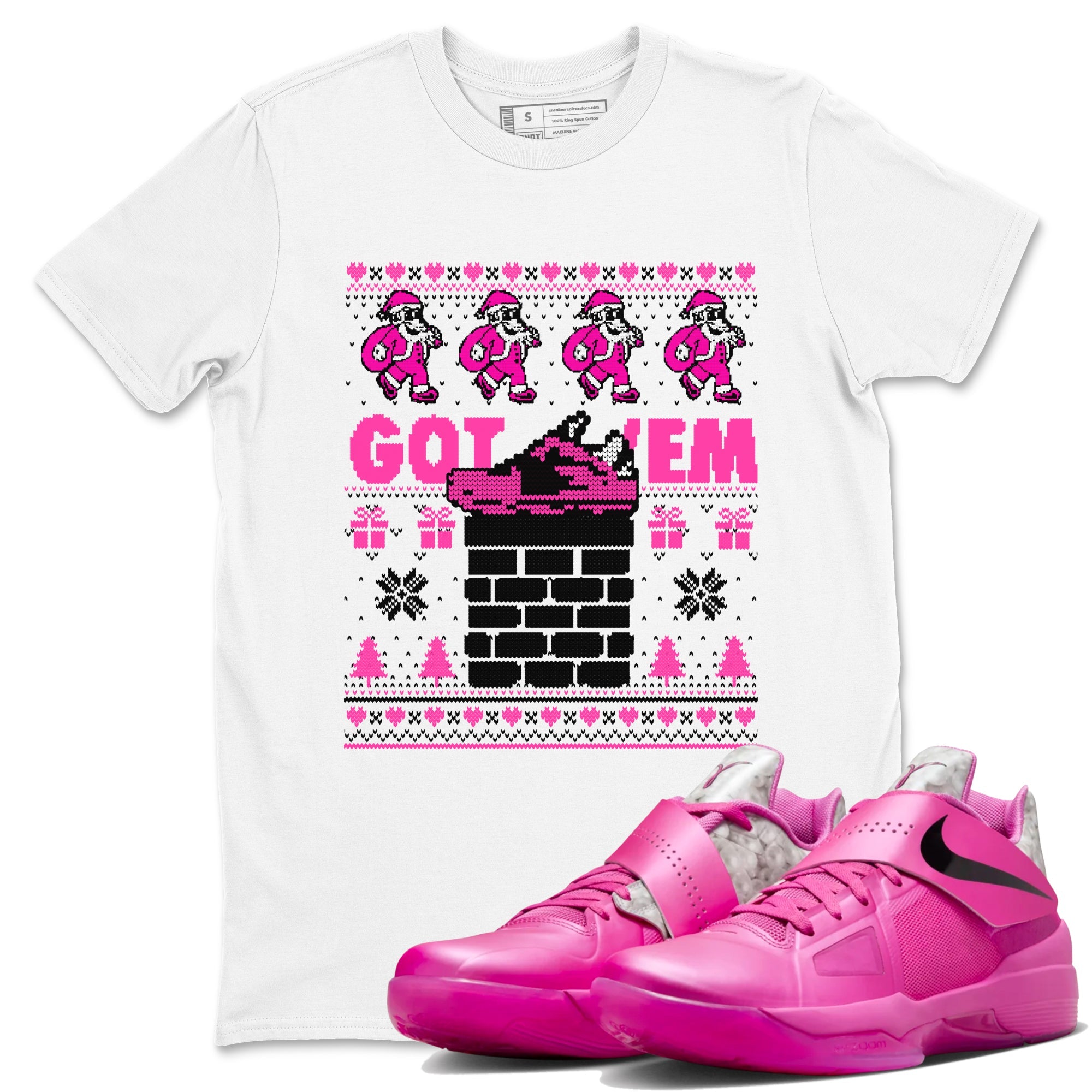 Nike KD 4 Retro Aunt Pearl shirts to match jordans Got'em Santa sneaker match tees Nike KD 4 Aunt Pearl match shoes to clothes Drip Gear Zone unisex cotton White 1 shirts