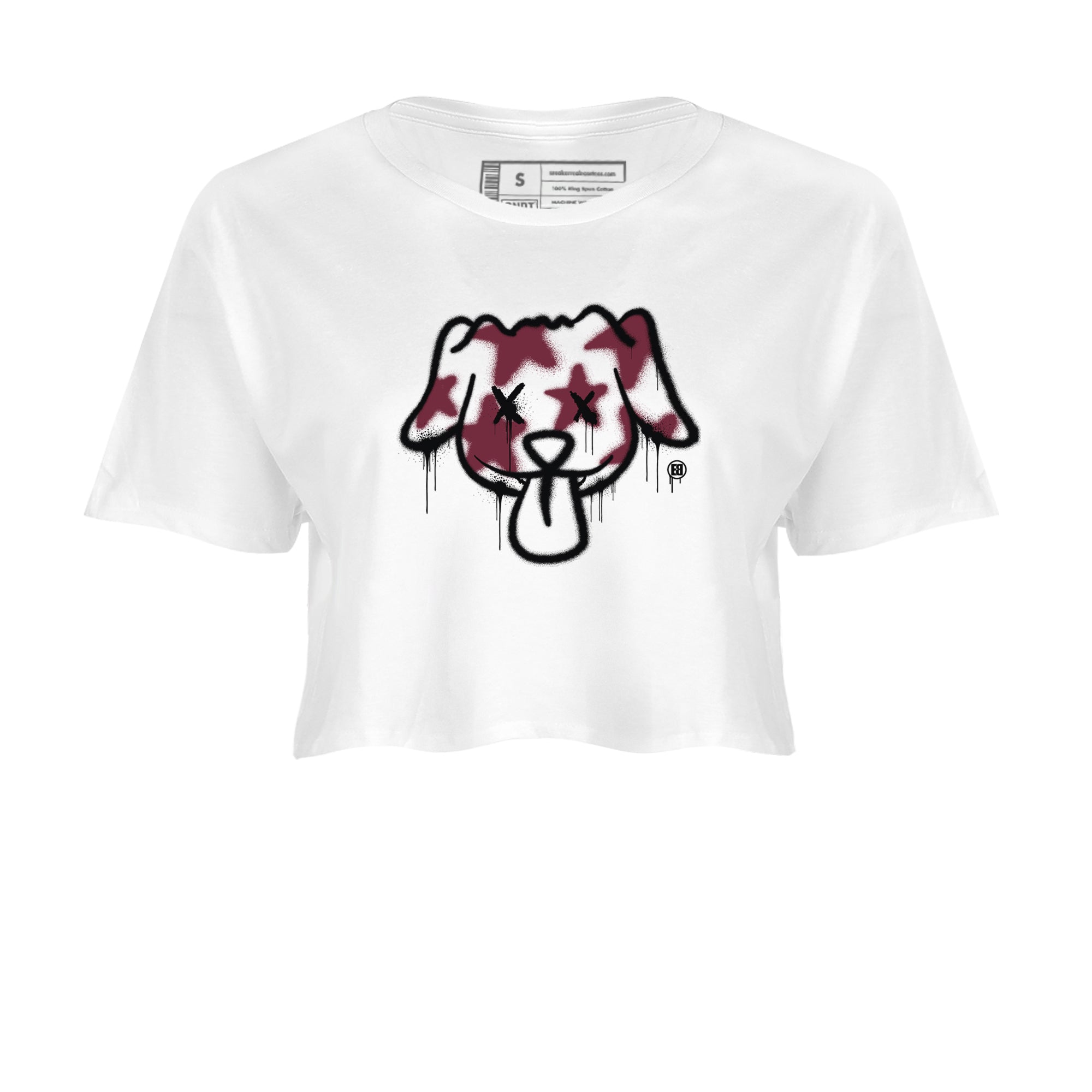Air Jordan 1 High OG Metallic Burgundy shirts to match jordans Graffiti Dog sneaker match tees Air Jordan 1 Metallic Burgundy Drip Gear Zone streetwear brand White 2 crop tee