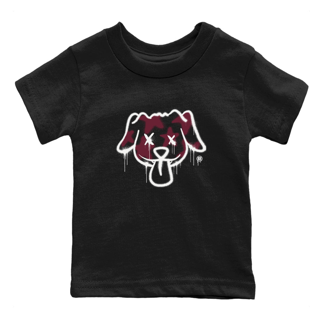 Air Jordan 1 High OG Metallic Burgundy shirts to match jordans Graffiti Dog sneaker match tees Air Jordan 1 Metallic Burgundy Drip Gear Zone streetwear brand Baby and Youth Black 2 cotton tee