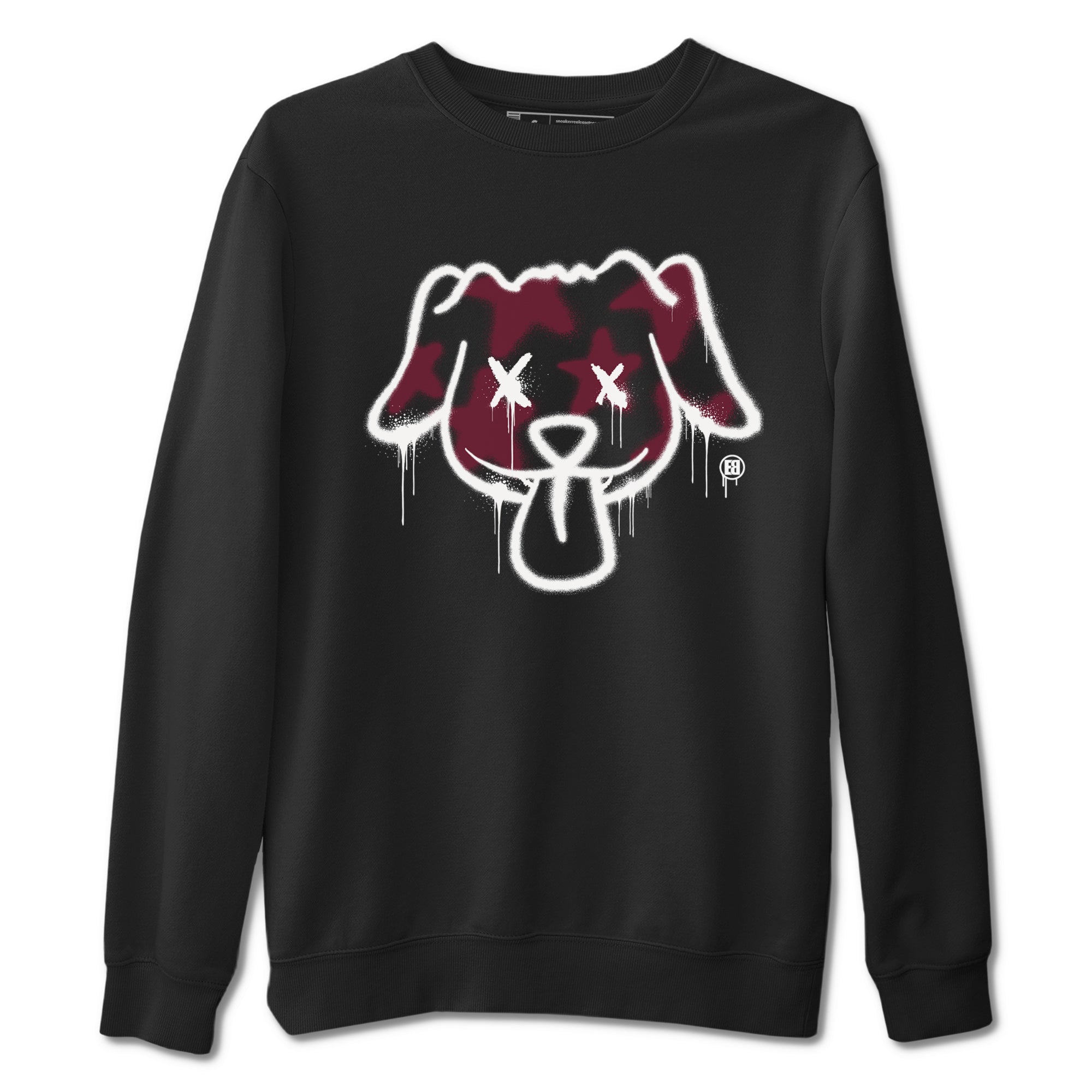 Air Jordan 1 High OG Metallic Burgundy shirts to match jordans Graffiti Dog sneaker match tees Air Jordan 1 Metallic Burgundy Drip Gear Zone streetwear brand Black 2 unisex cotton tee