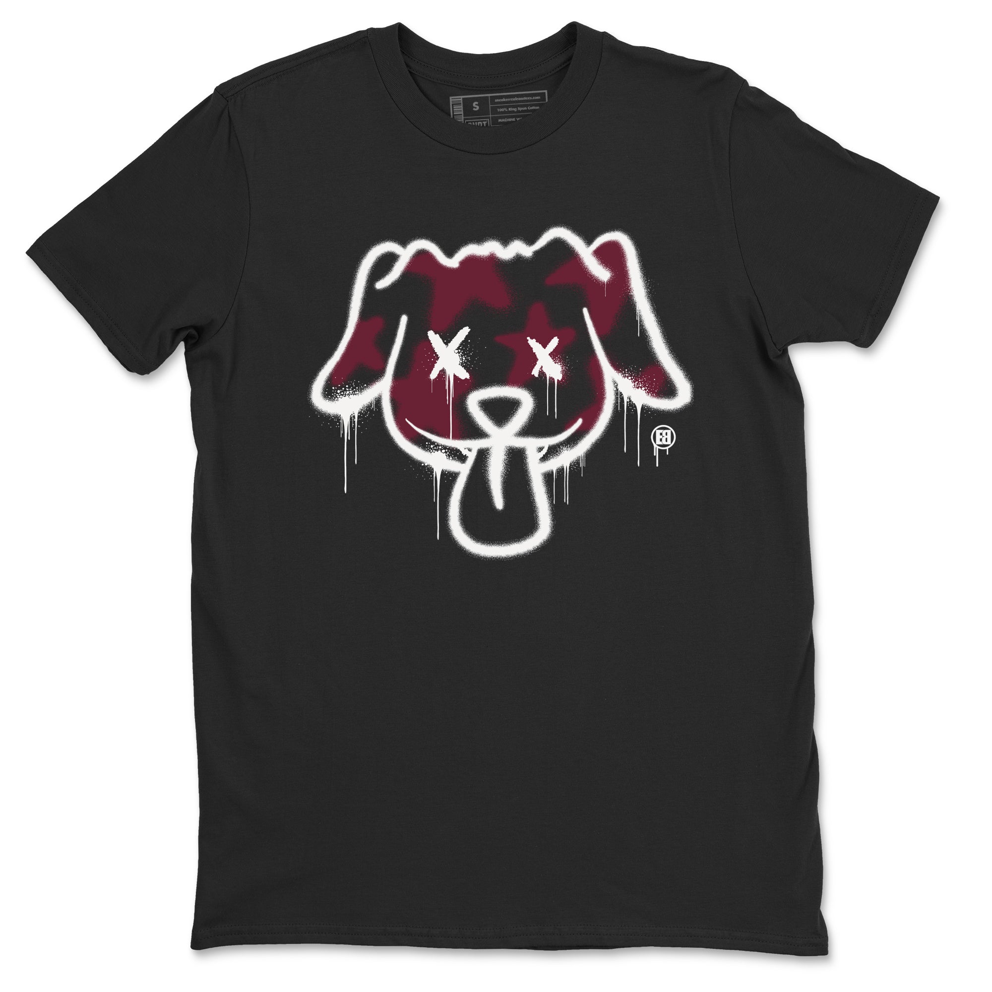 Air Jordan 1 High OG Metallic Burgundy shirts to match jordans Graffiti Dog sneaker match tees Air Jordan 1 Metallic Burgundy Drip Gear Zone streetwear brand Black 2 unisex cotton tee