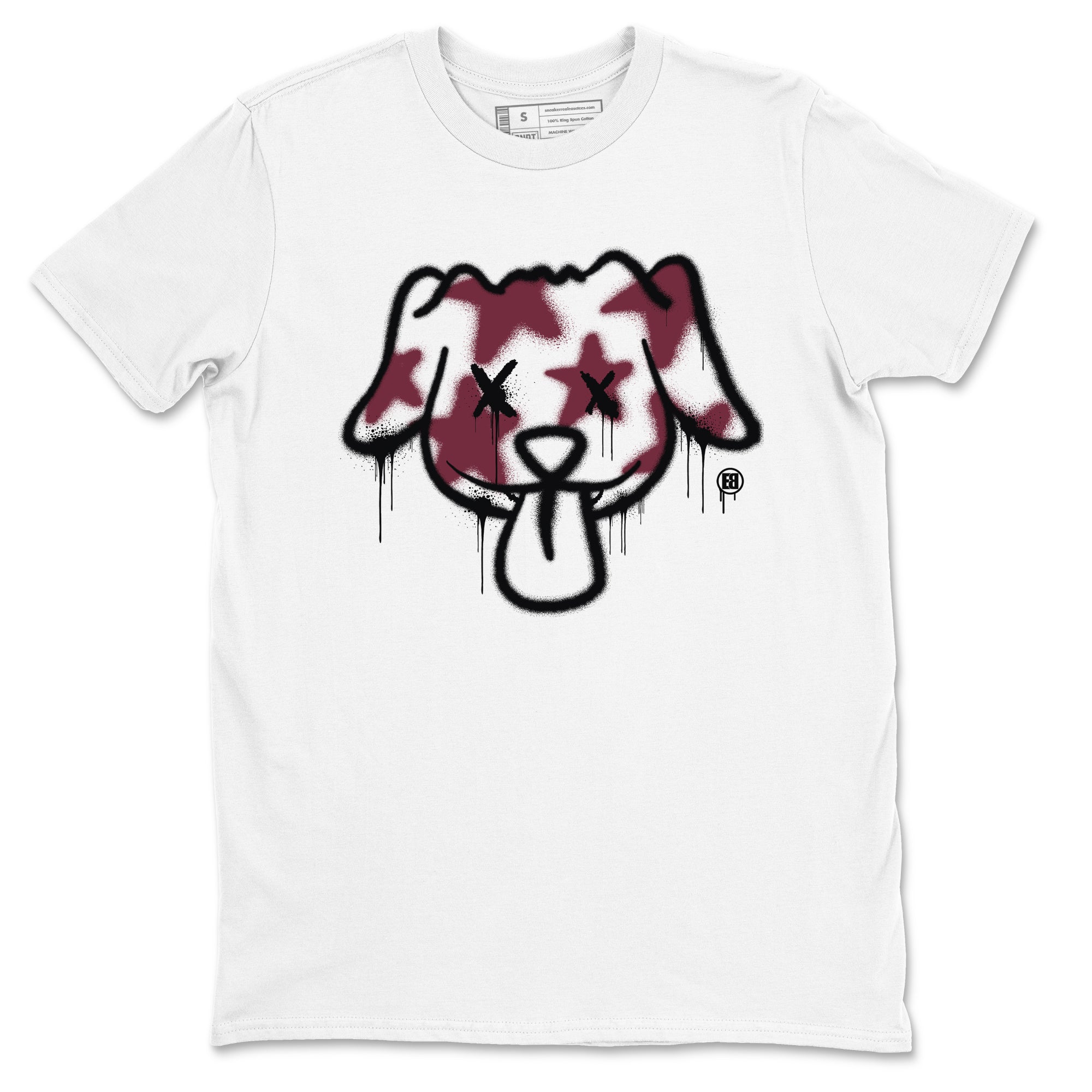 Air Jordan 1 High OG Metallic Burgundy shirts to match jordans Graffiti Dog sneaker match tees Air Jordan 1 Metallic Burgundy Drip Gear Zone streetwear brand White 2 unisex cotton tee