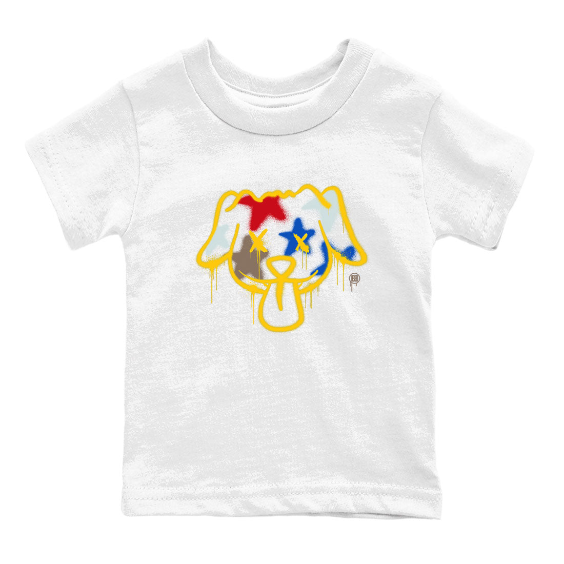 AJ1 Travis Scott Canary shirt to match jordans Graffiti Dog sneaker tees Air Jordan 1 Travis Scott Canary Drip Gear Zone baby toddler White 2 cotton Shirt