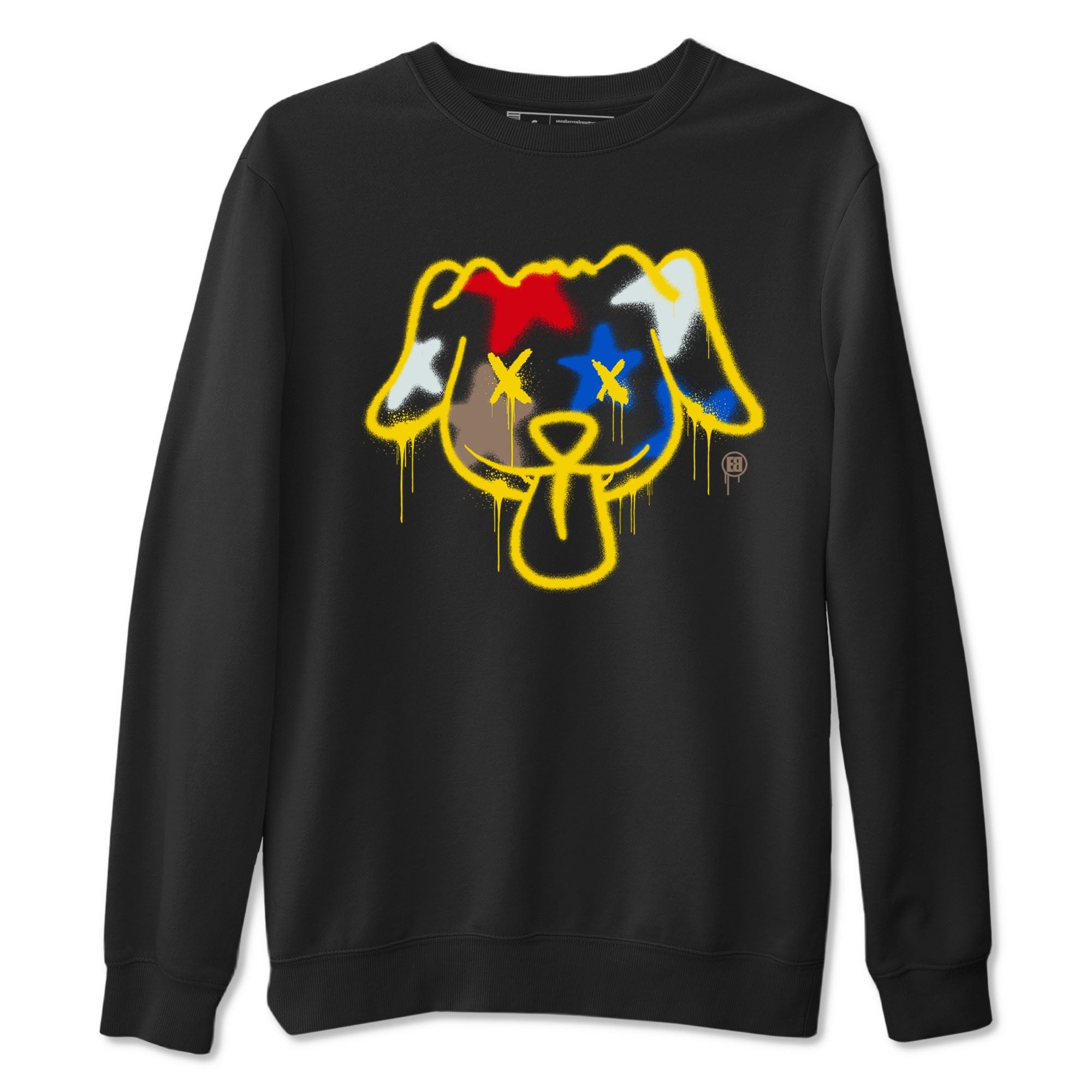 AJ1 Travis Scott Canary shirt to match jordans Graffiti Dog sneaker tees Air Jordan 1 Travis Scott Canary Drip Gear Zone unisex cotton Black 2 crew neck shirt