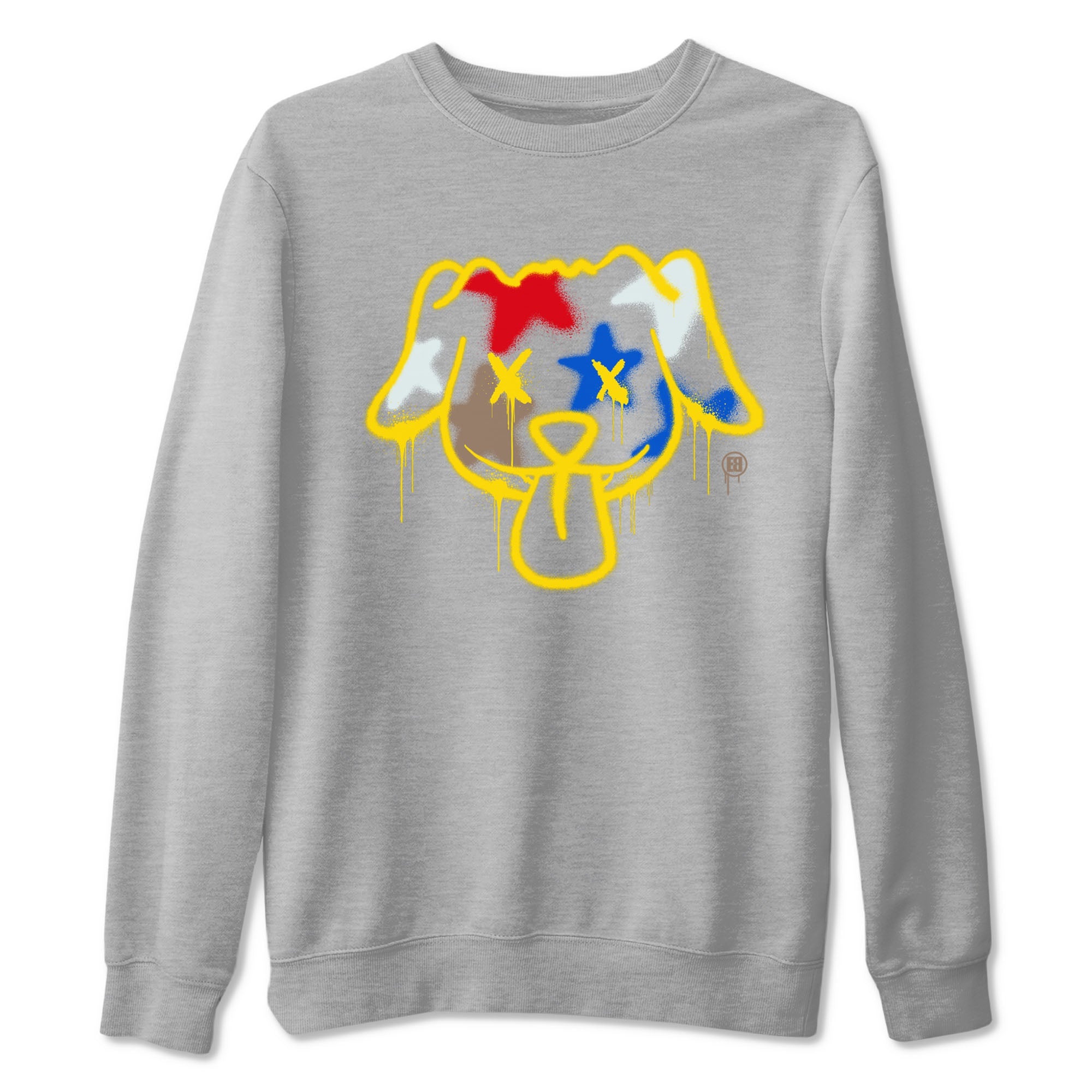 AJ1 Travis Scott Canary shirt to match jordans Graffiti Dog sneaker tees Air Jordan 1 Travis Scott Canary Drip Gear Zone unisex cotton Heather Grey 2 crew neck shirt