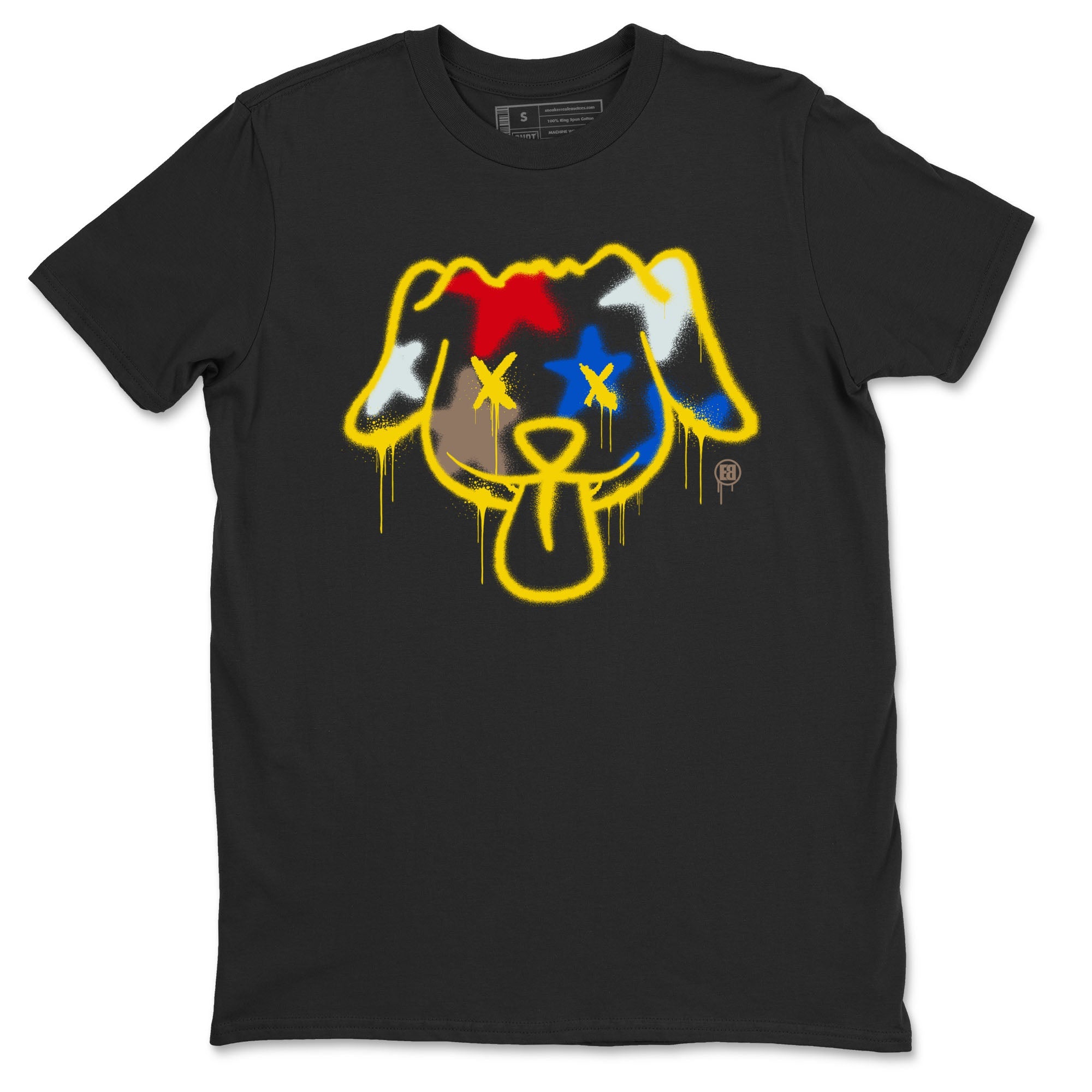 AJ1 Travis Scott Canary shirt to match jordans Graffiti Dog sneaker tees Air Jordan 1 Travis Scott Canary Drip Gear Zone unisex cotton Black 2 crew neck shirt