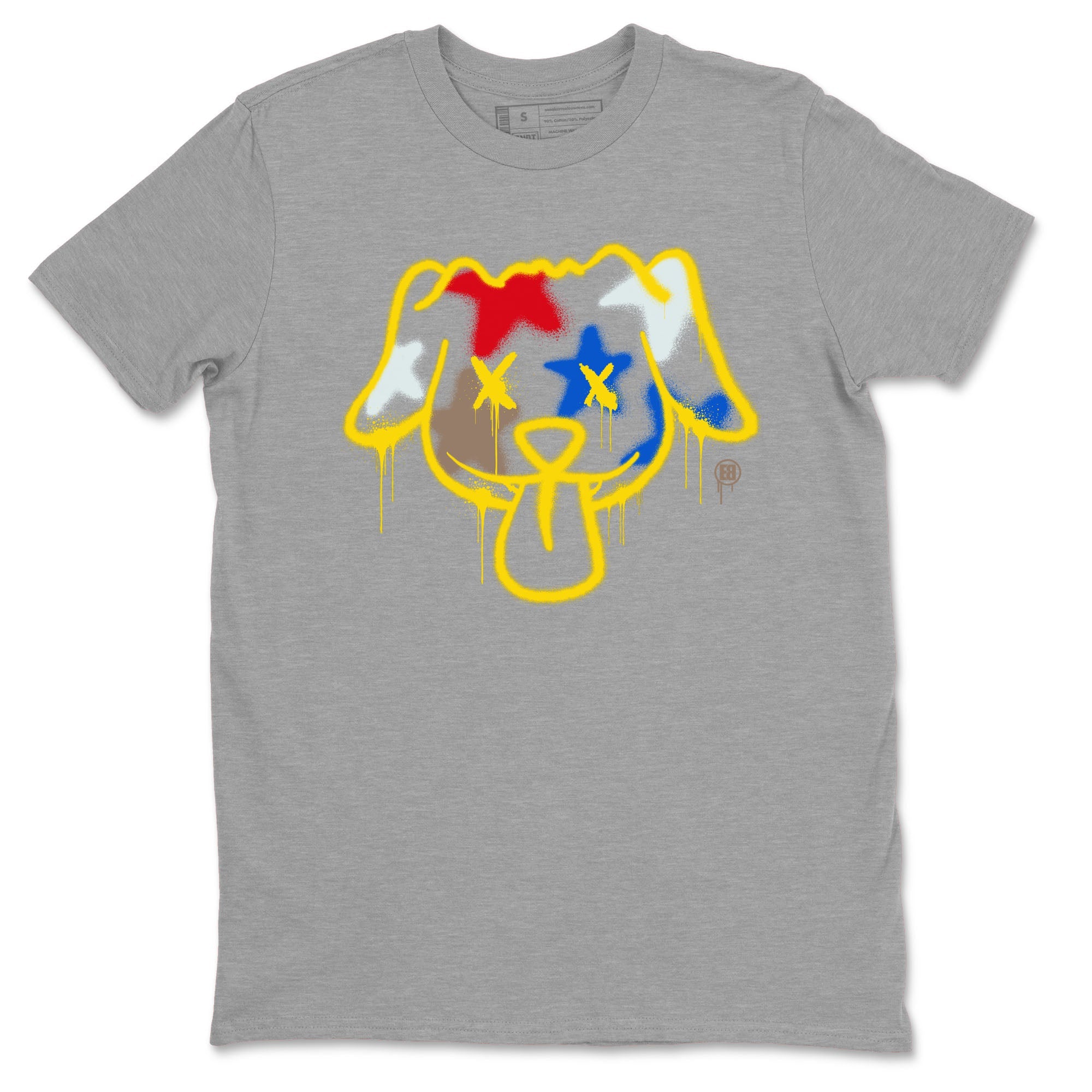 AJ1 Travis Scott Canary shirt to match jordans Graffiti Dog sneaker tees Air Jordan 1 Travis Scott Canary Drip Gear Zone unisex cotton Heather Grey 2 crew neck shirt